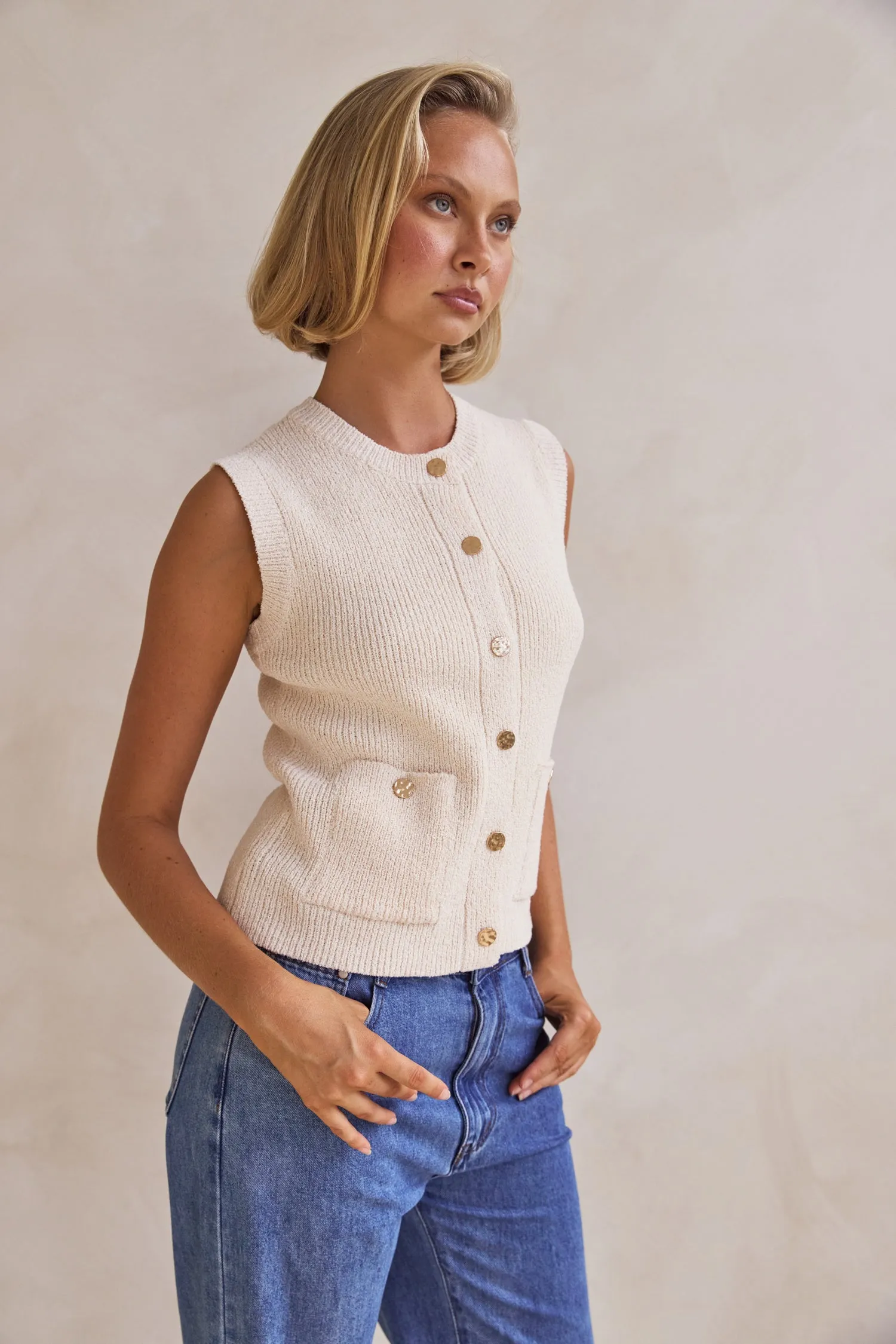 Camille Knit Vest (Cream)