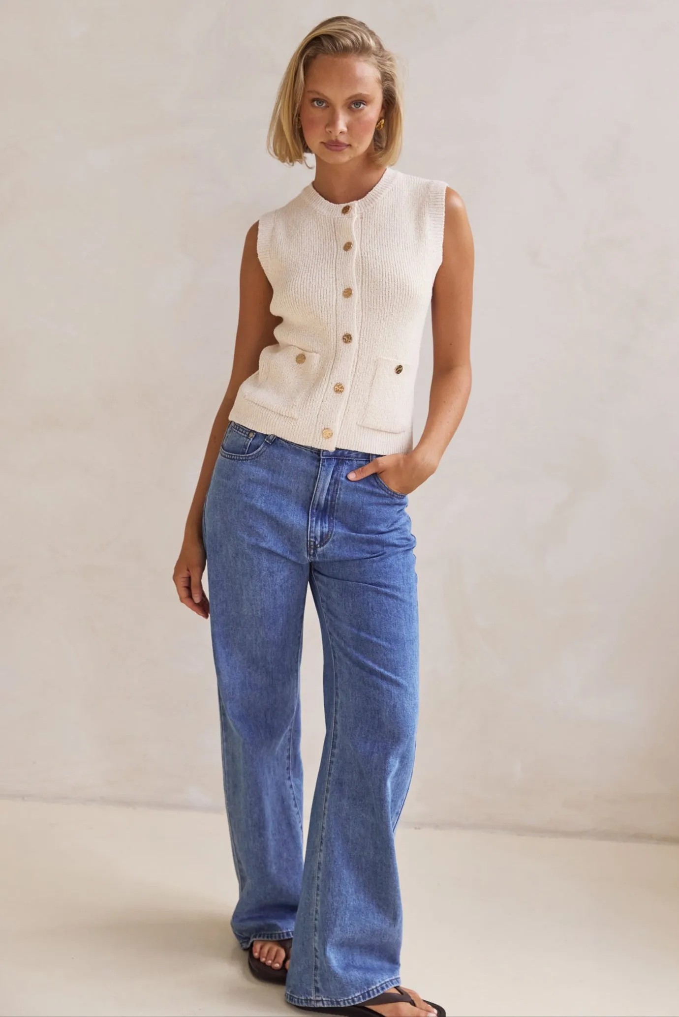 Camille Knit Vest (Cream)