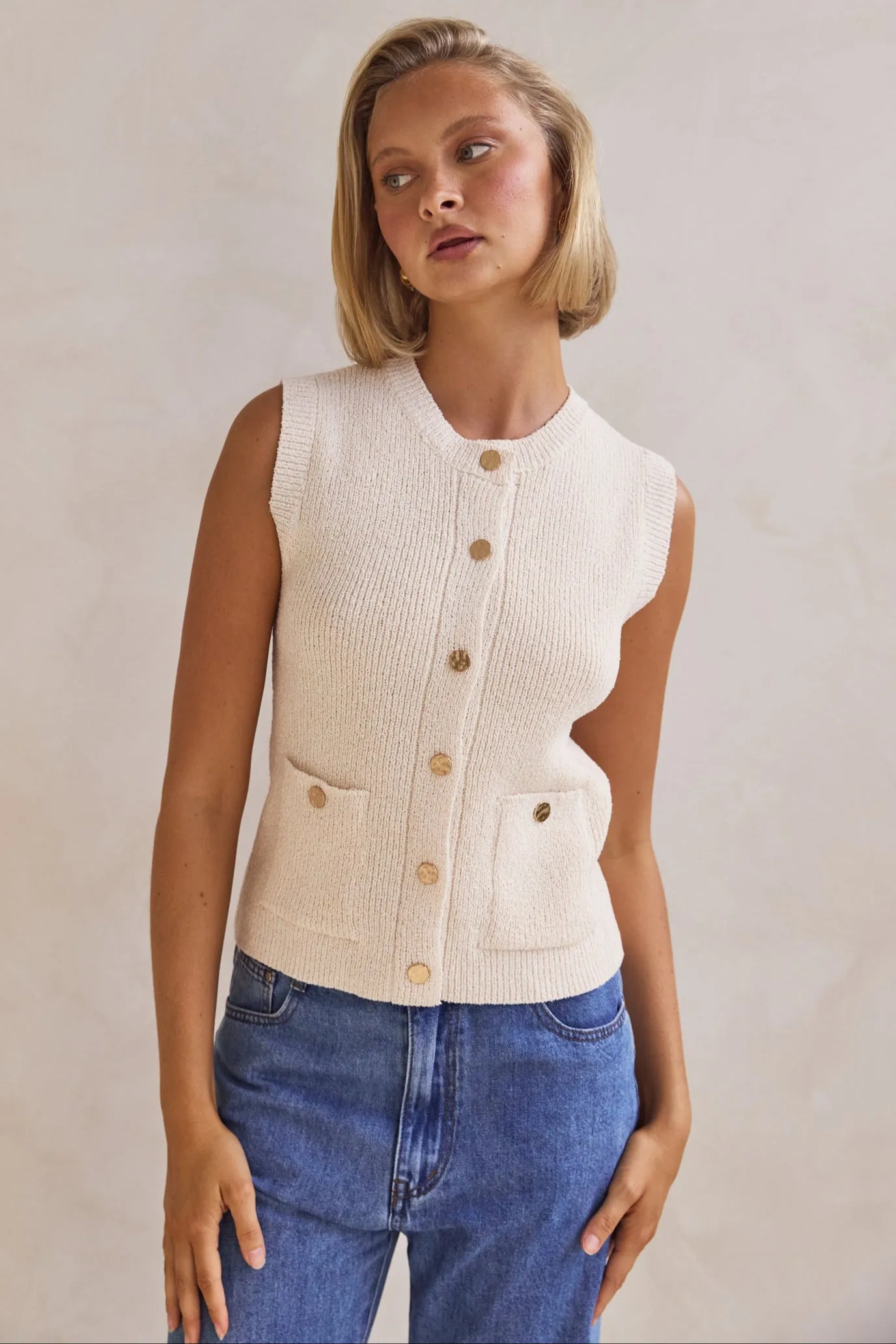 Camille Knit Vest (Cream)