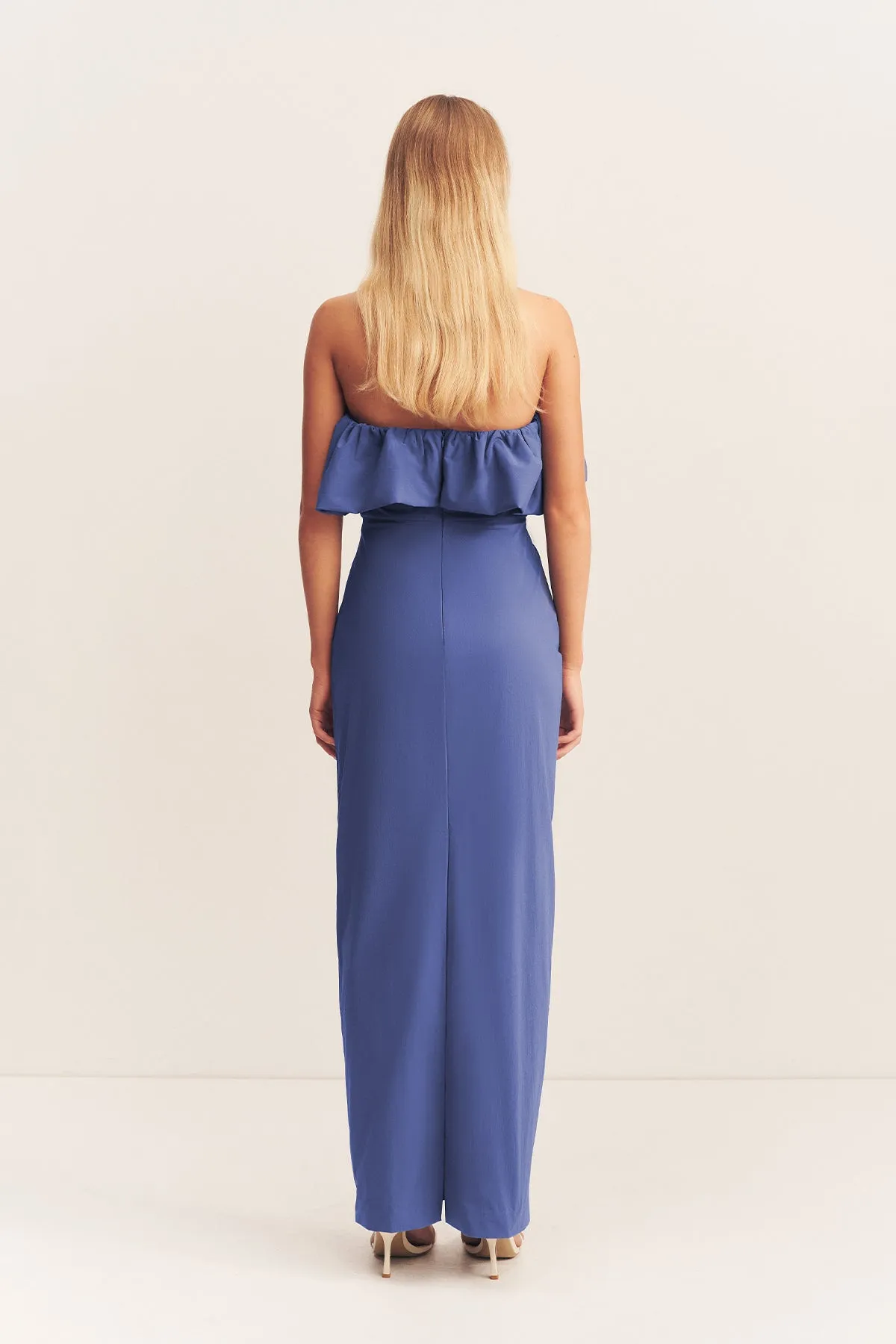 CAMPBELL STRAPLESS BUBBLE MAXI DRESS - WAVE BLUE