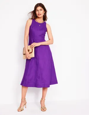 Carla Linen Midi Dress-Royal Purple