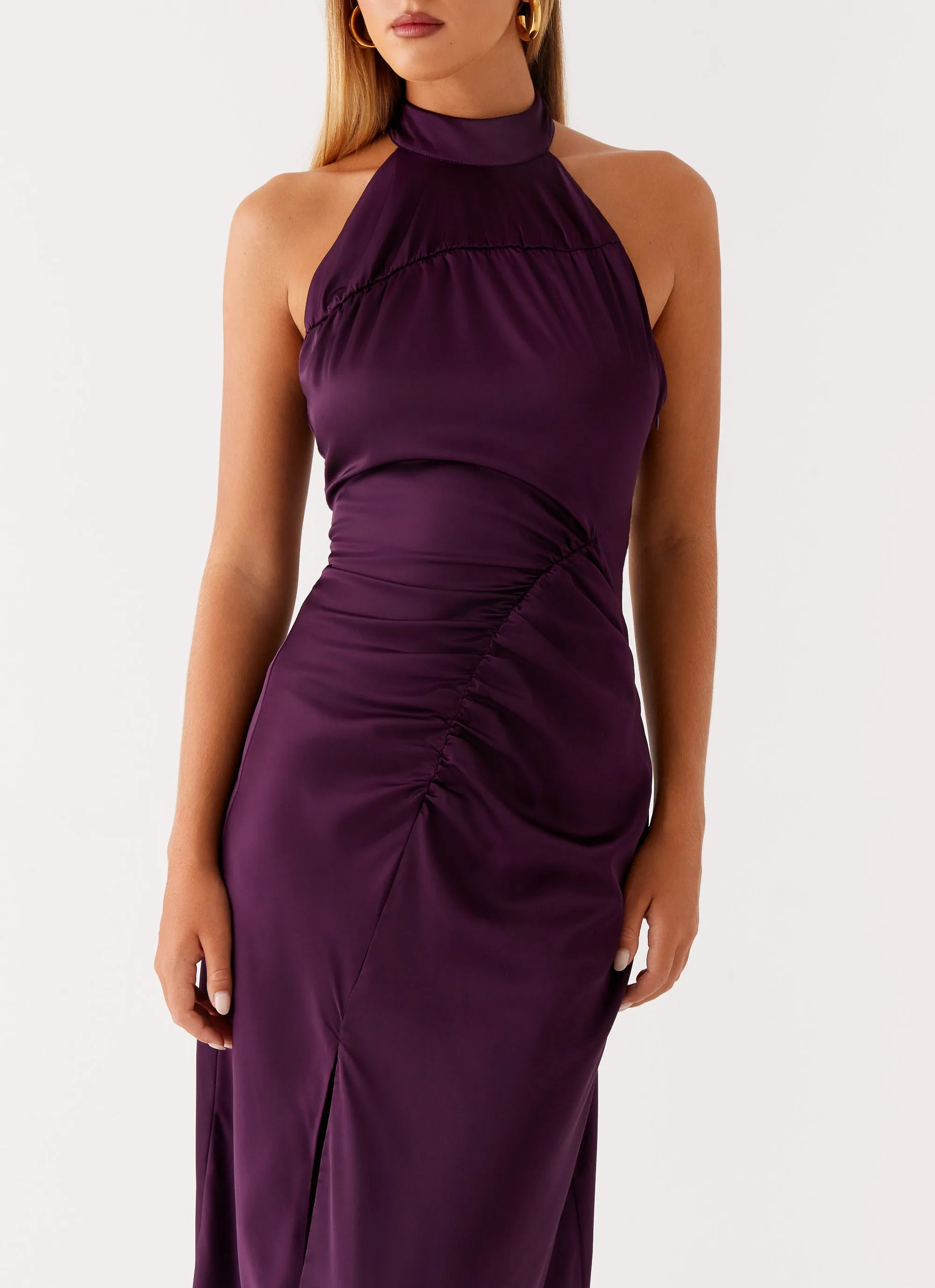 Casta Halterneck Midi Dress - Plum