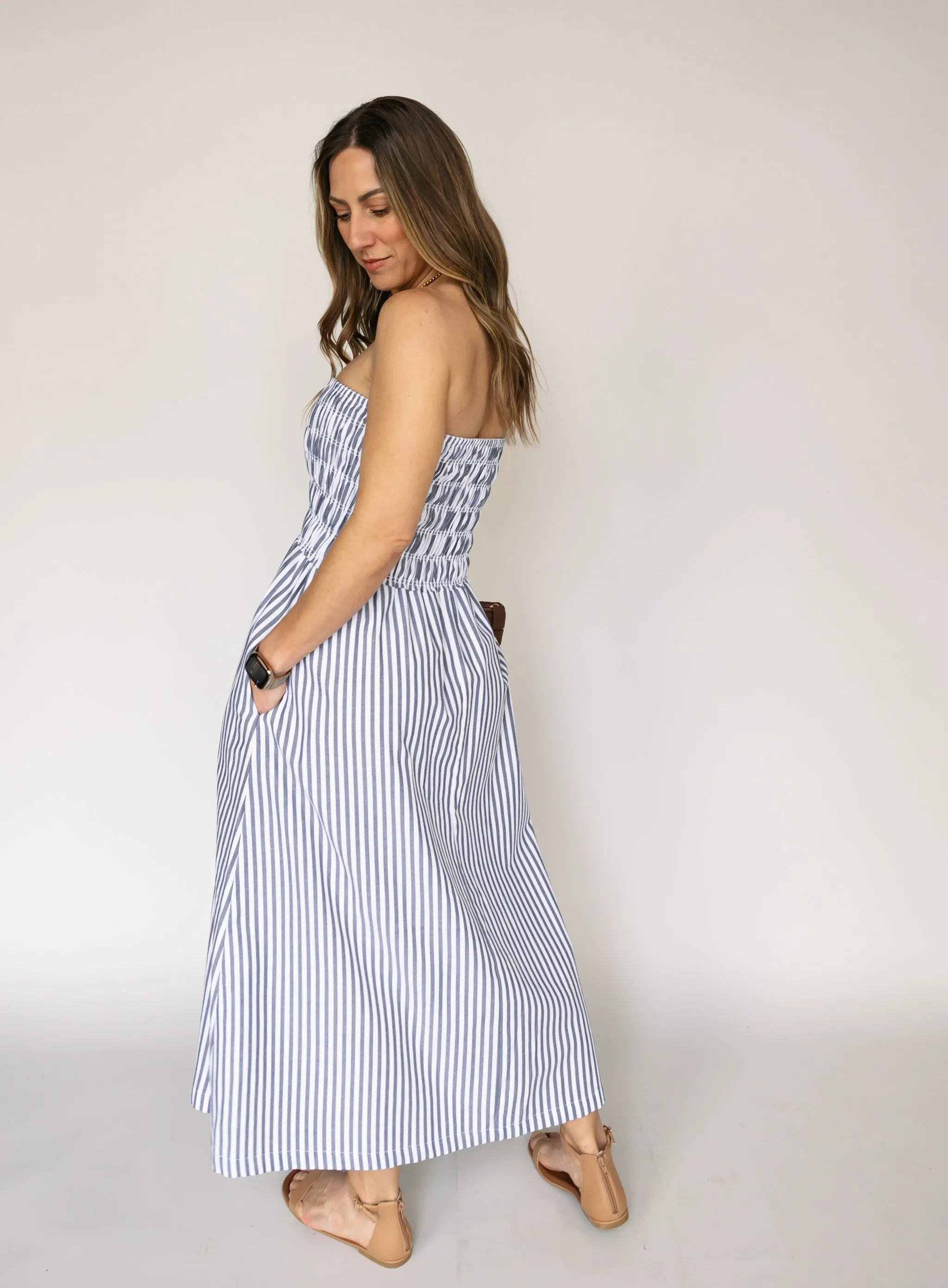 Charlotte Smocked Strapless Dress