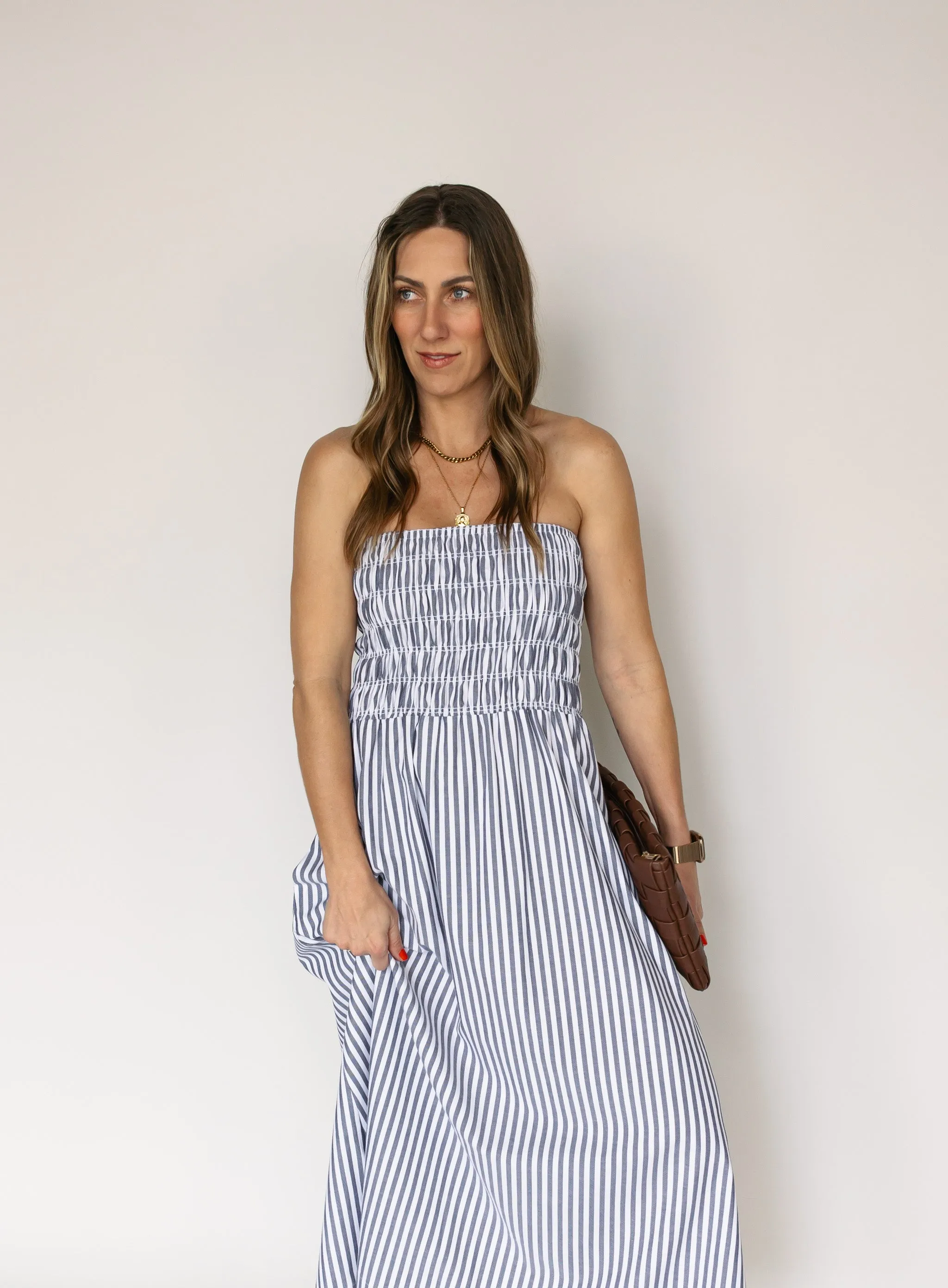 Charlotte Smocked Strapless Dress