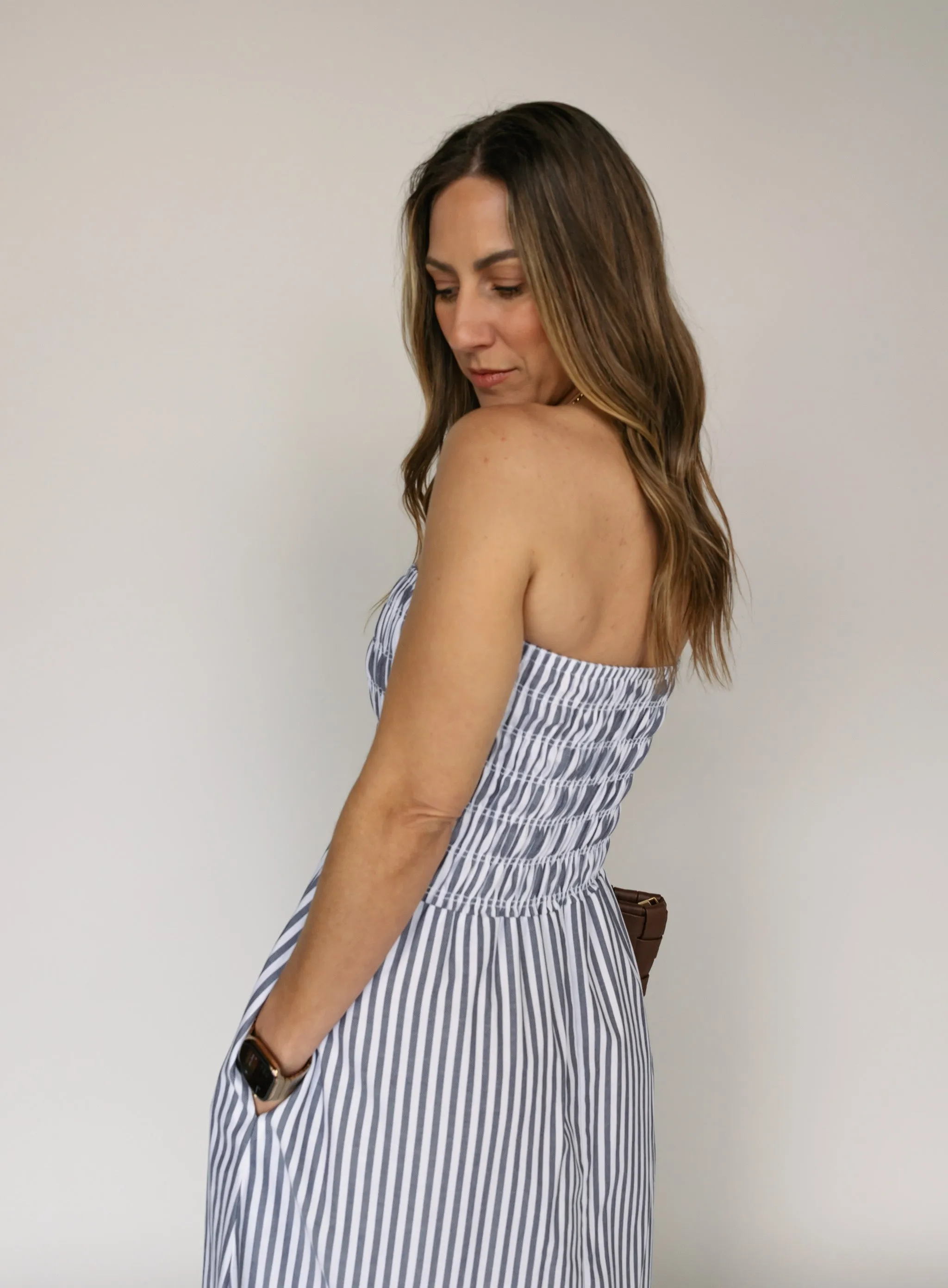 Charlotte Smocked Strapless Dress