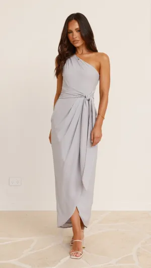Clara One Shoulder Maxi Dress - Light Grey