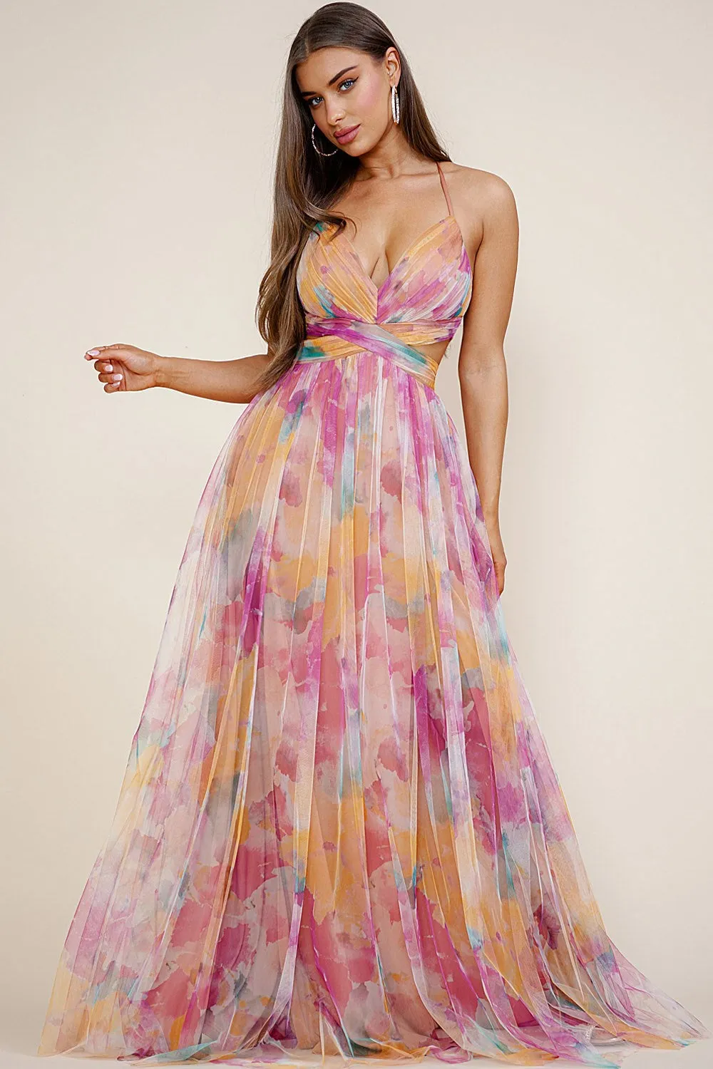 Claudette Dress in Multi Orange