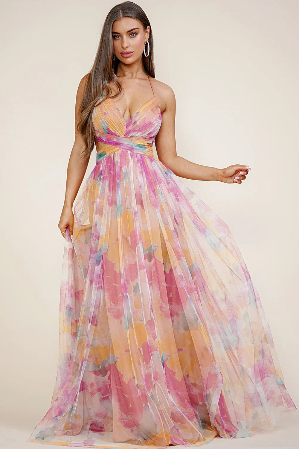 Claudette Dress in Multi Orange