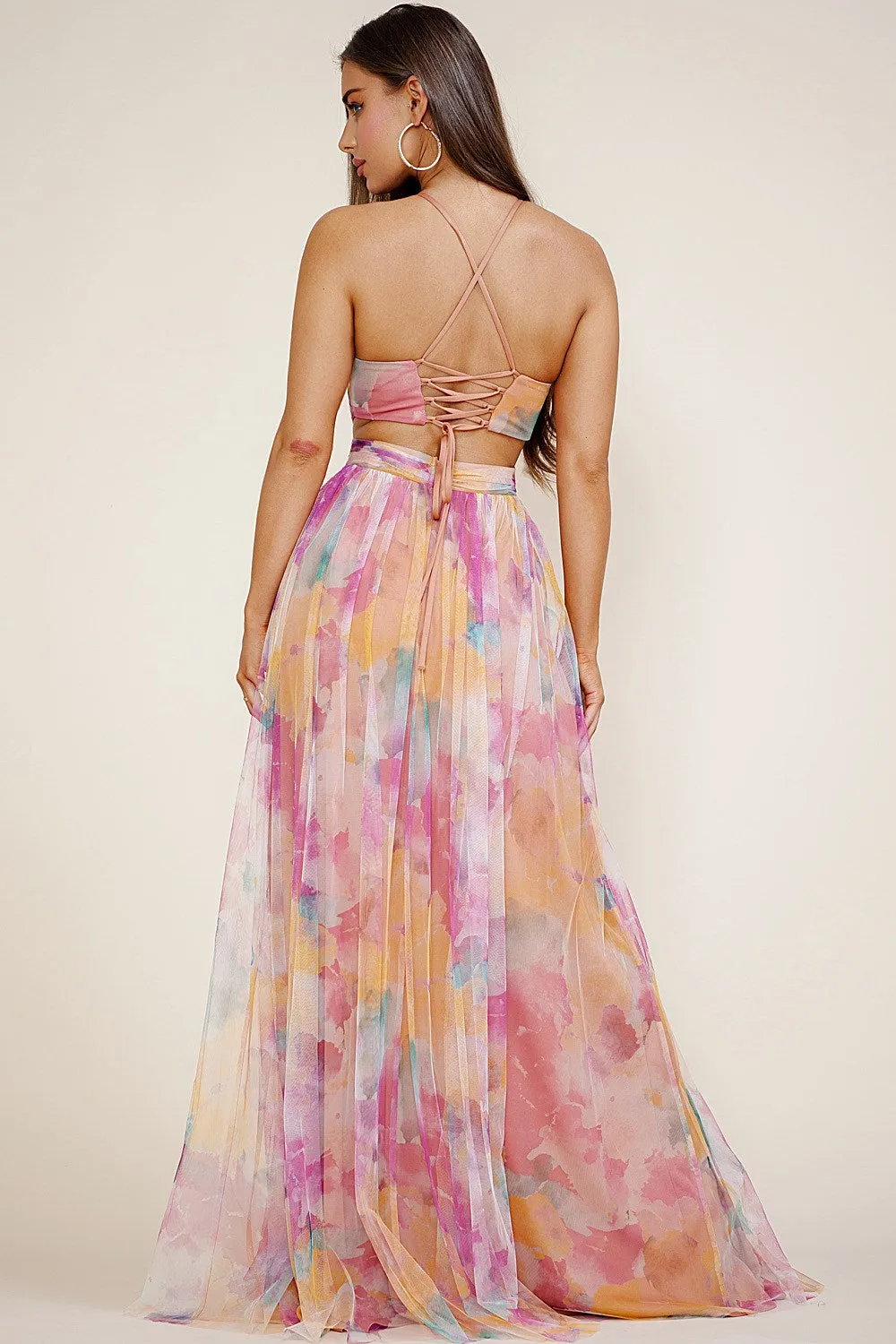 Claudette Dress in Multi Orange