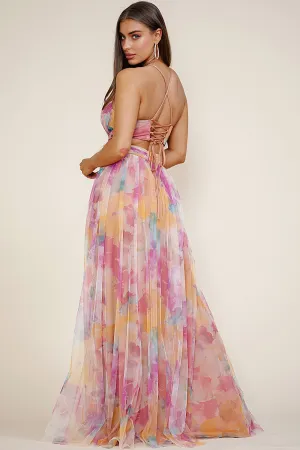 Claudette Dress in Multi Orange