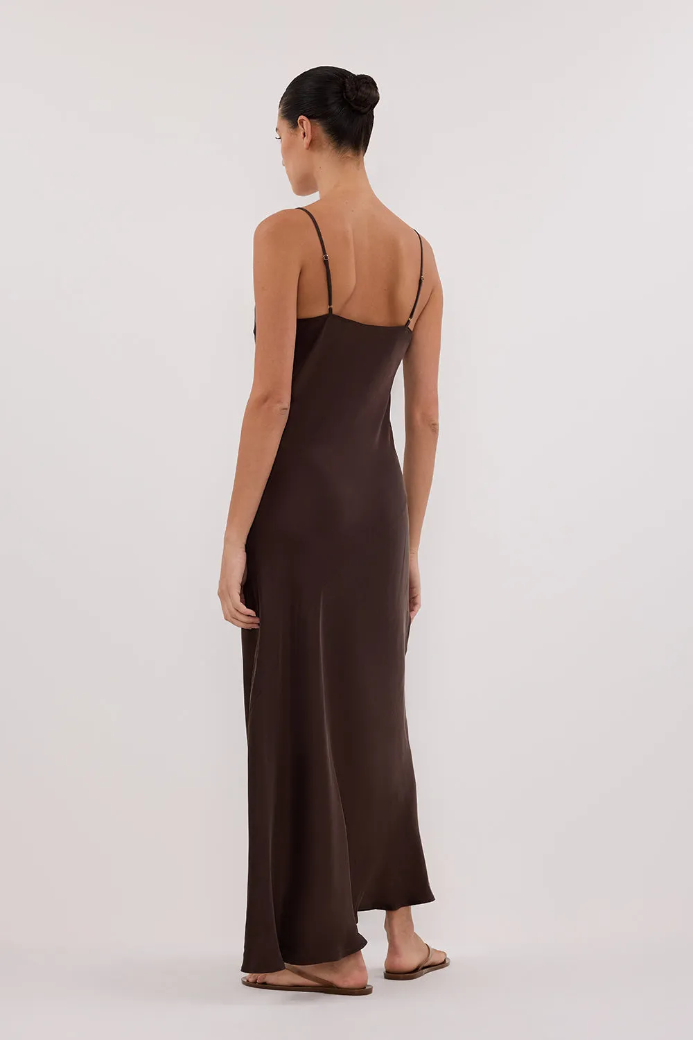 COLETTE BITTER CHOC SILK DRESS