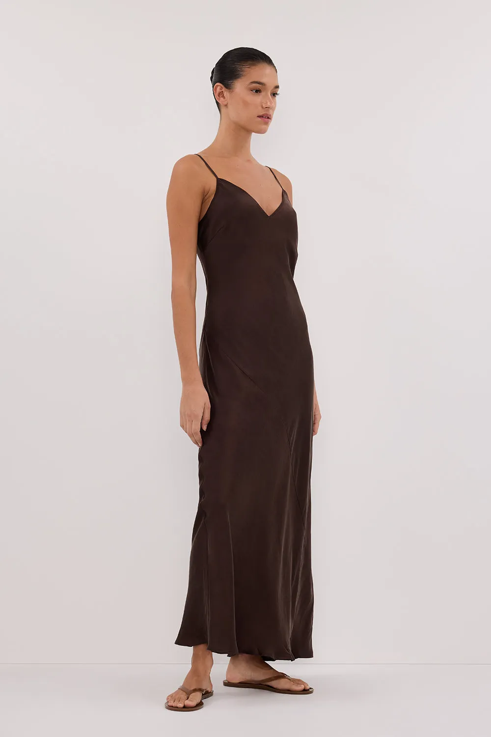 COLETTE BITTER CHOC SILK DRESS