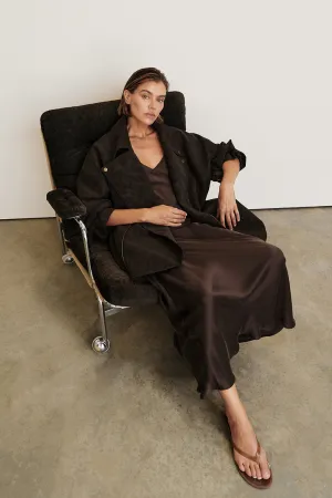 COLETTE BITTER CHOC SILK DRESS