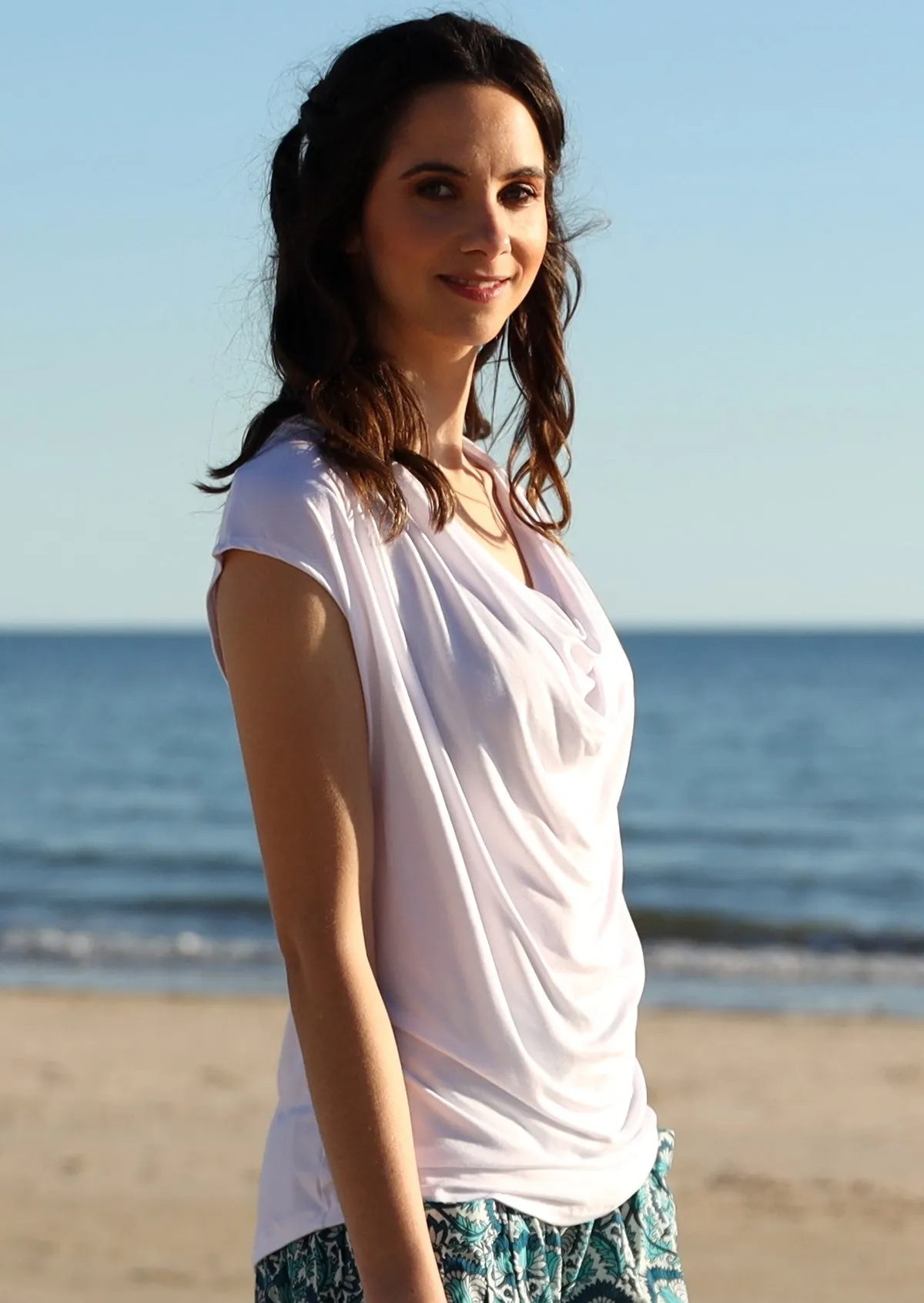 Cowl Neck Top White