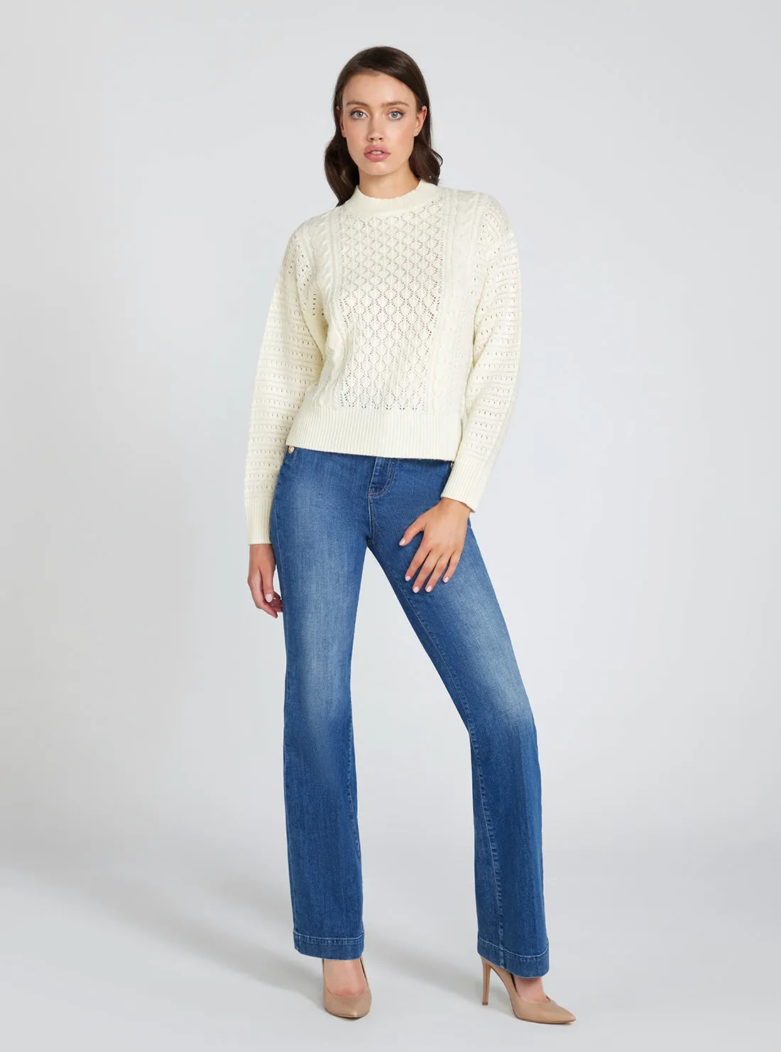 Cream White Long Sleeve Edwige Knit Top