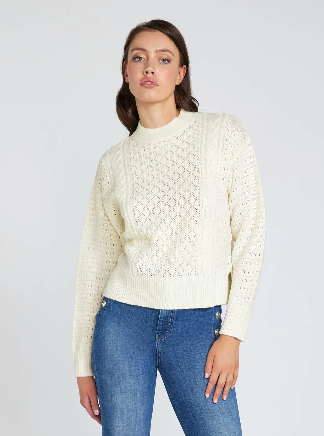 Cream White Long Sleeve Edwige Knit Top