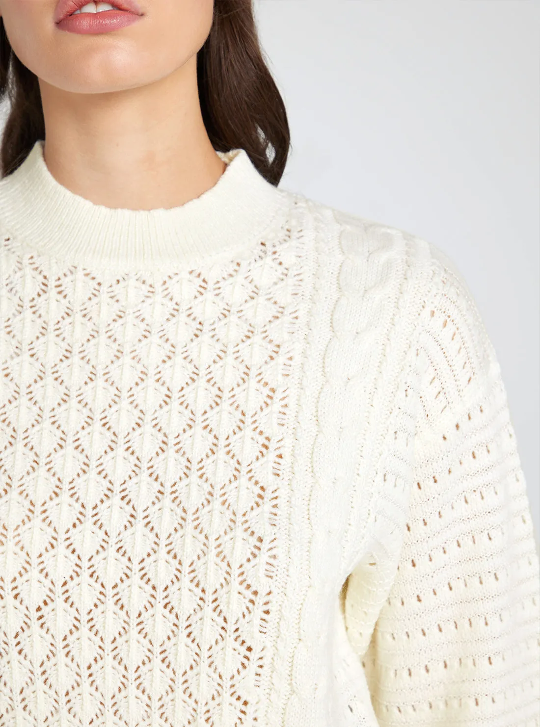 Cream White Long Sleeve Edwige Knit Top