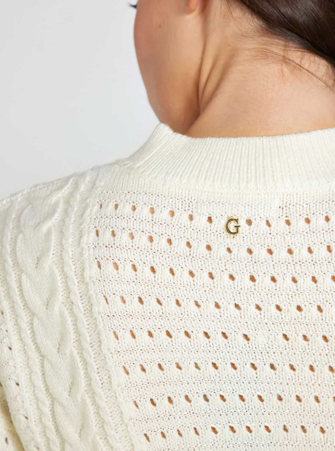 Cream White Long Sleeve Edwige Knit Top