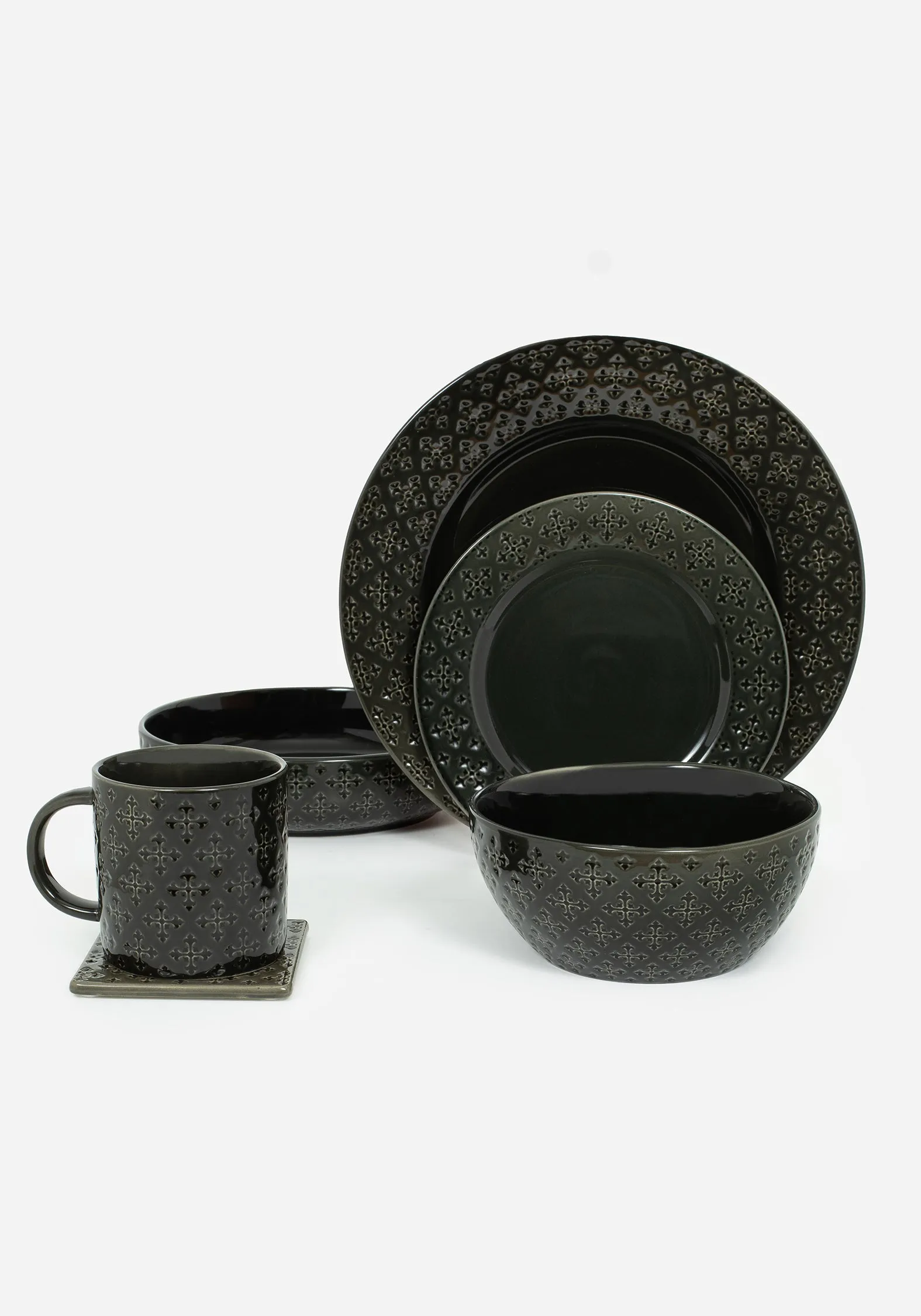 Crux Debossed Ombre Dinner Plate (4 Piece Set)