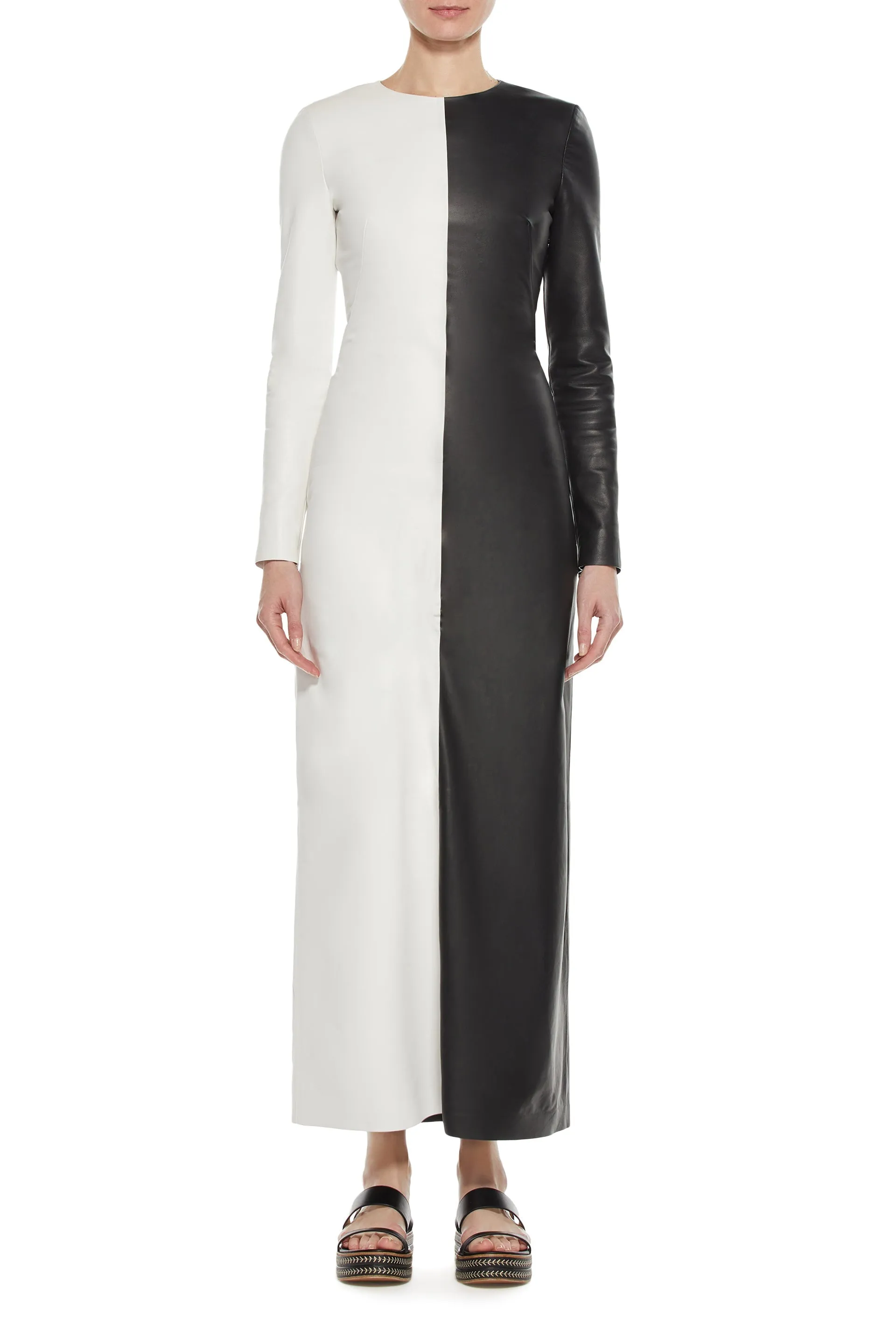 Currie Dress in Black & White Nappa Leather
