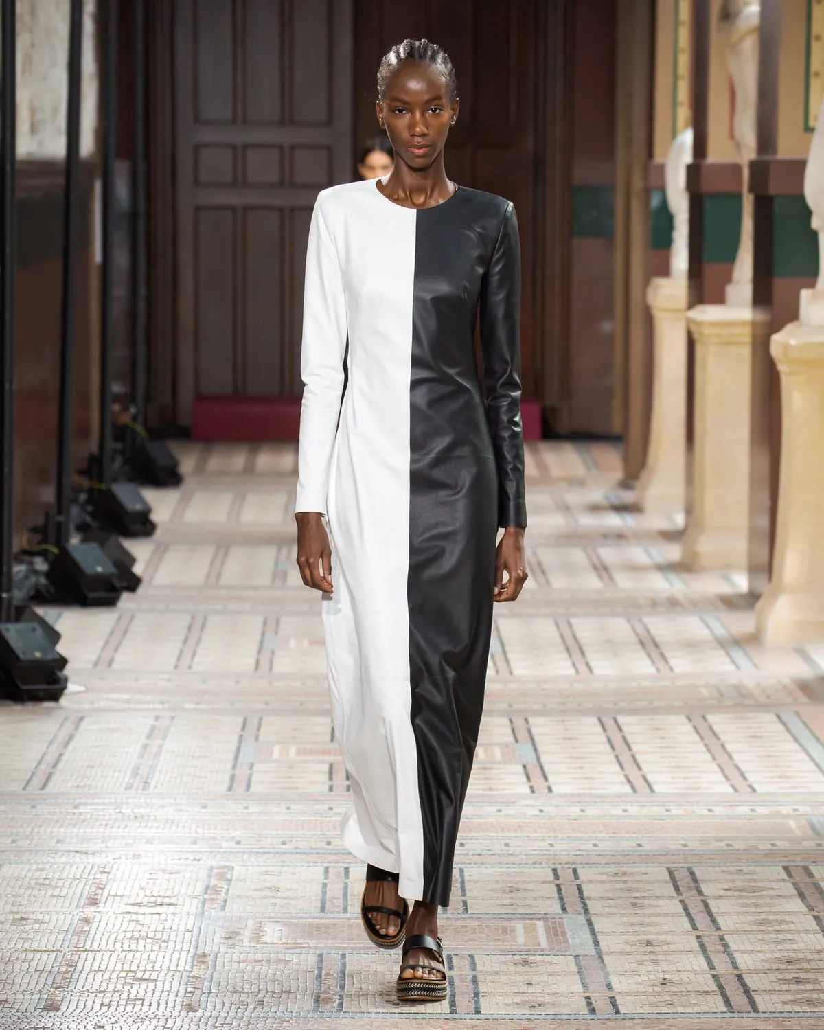 Currie Dress in Black & White Nappa Leather