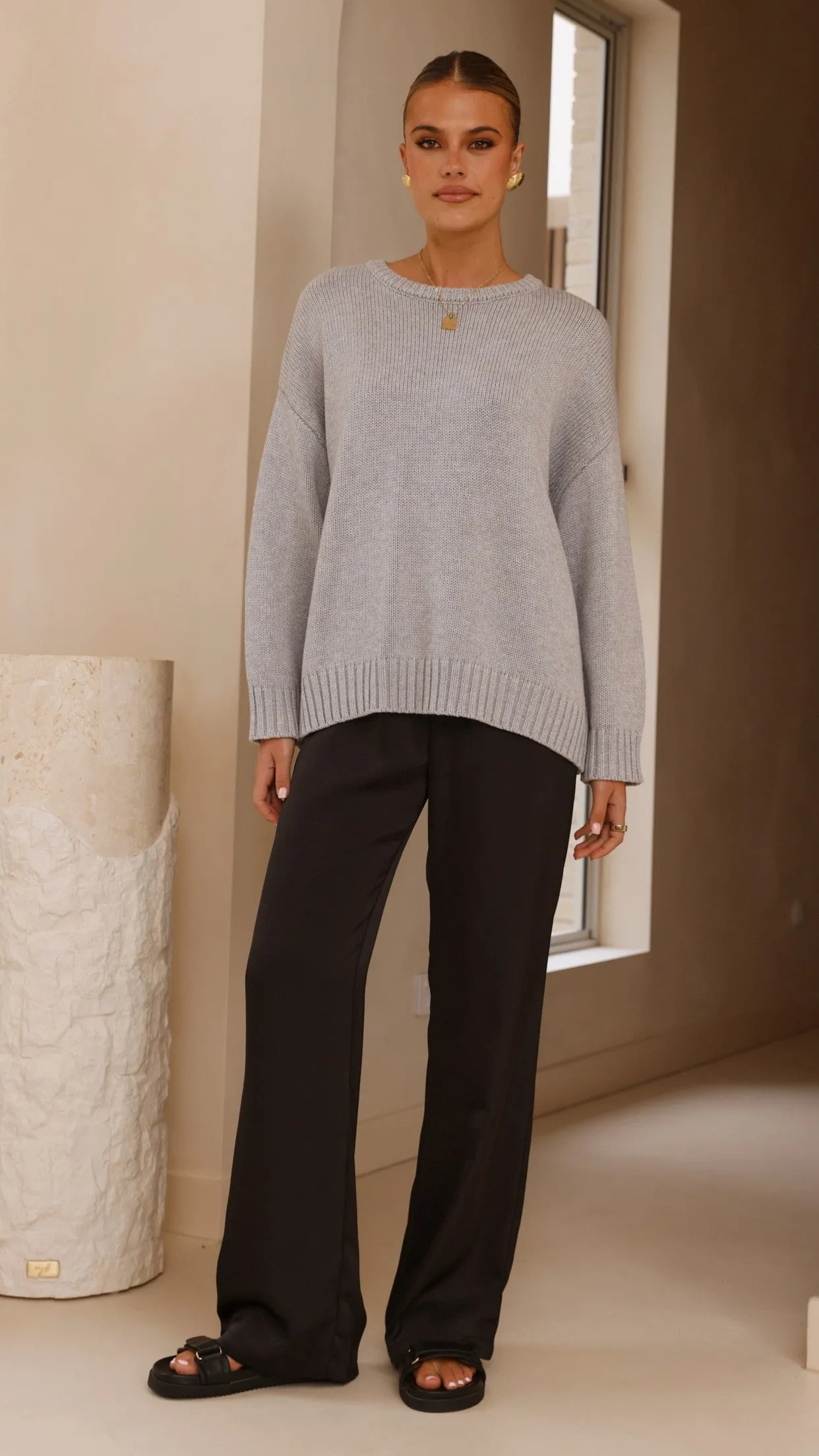 Dara Knitted Sweater - Grey