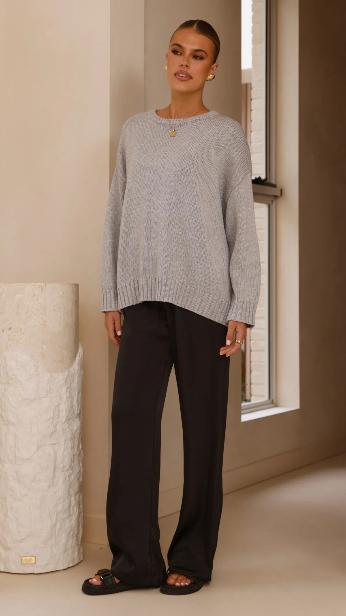 Dara Knitted Sweater - Grey