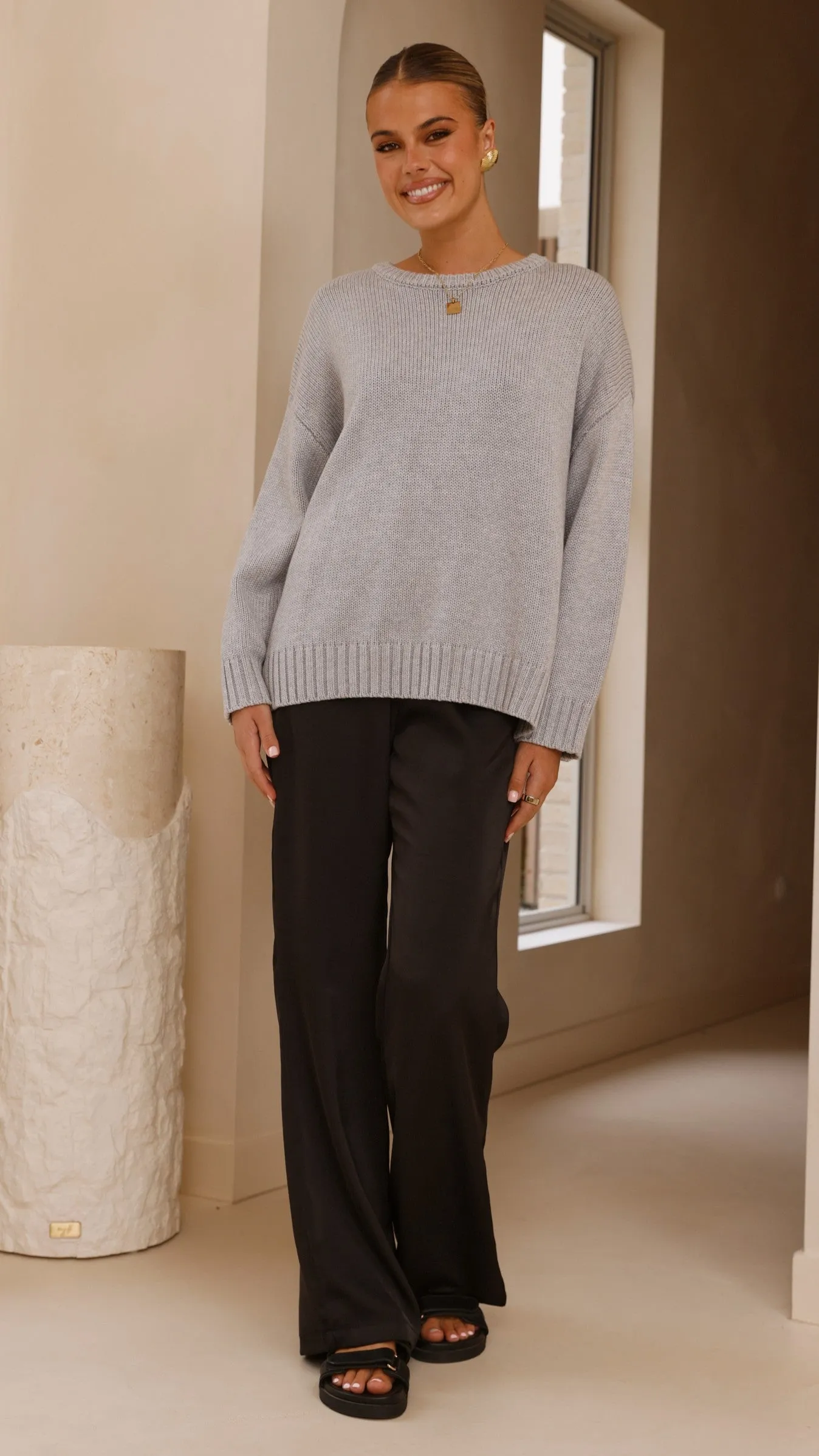 Dara Knitted Sweater - Grey