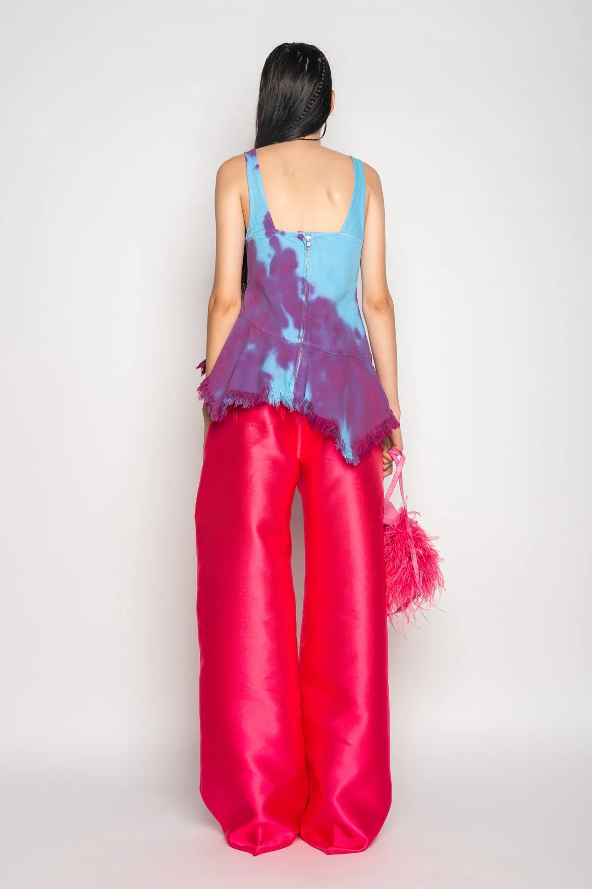 DRILL TIE DYE PEPLUM CORSET TOP