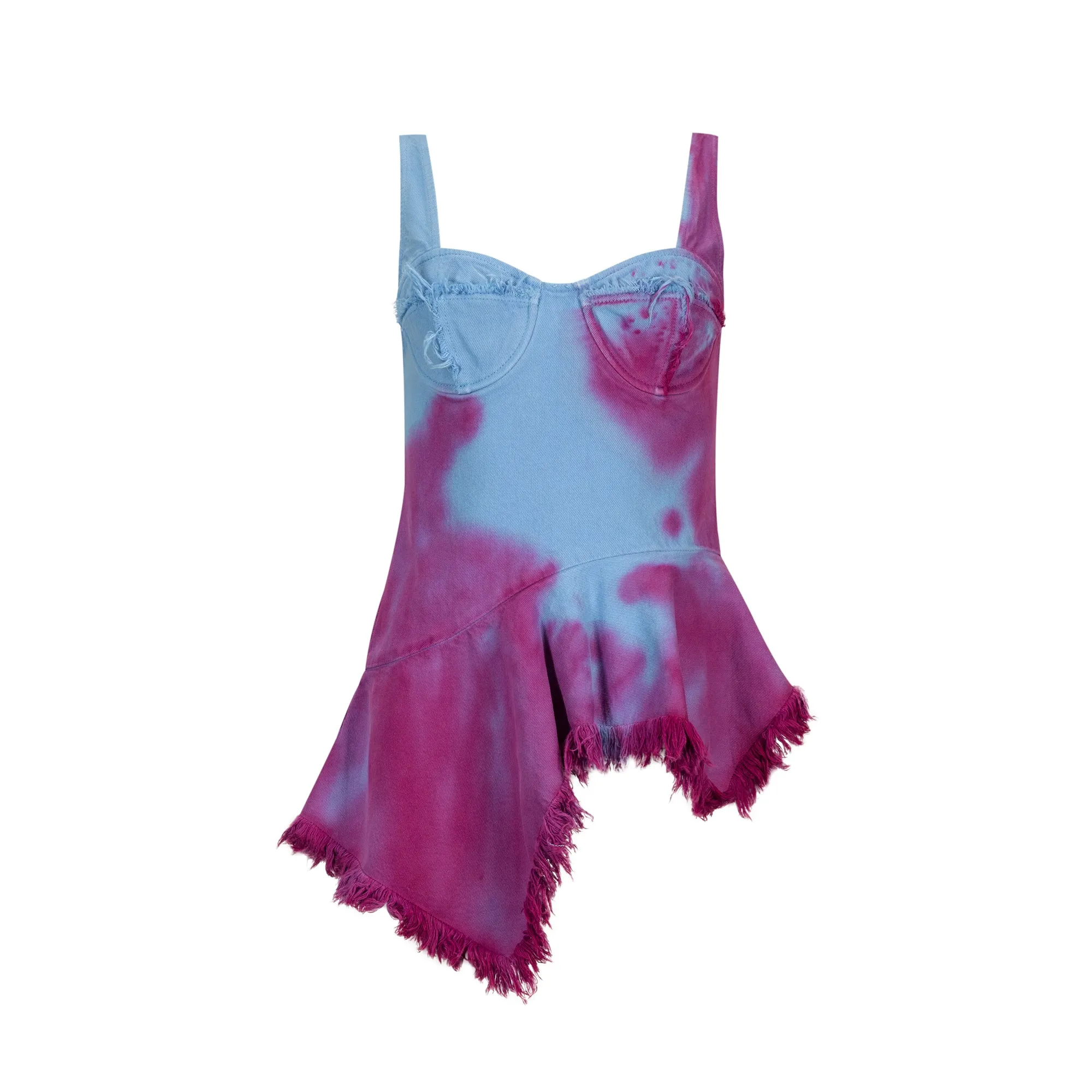 DRILL TIE DYE PEPLUM CORSET TOP