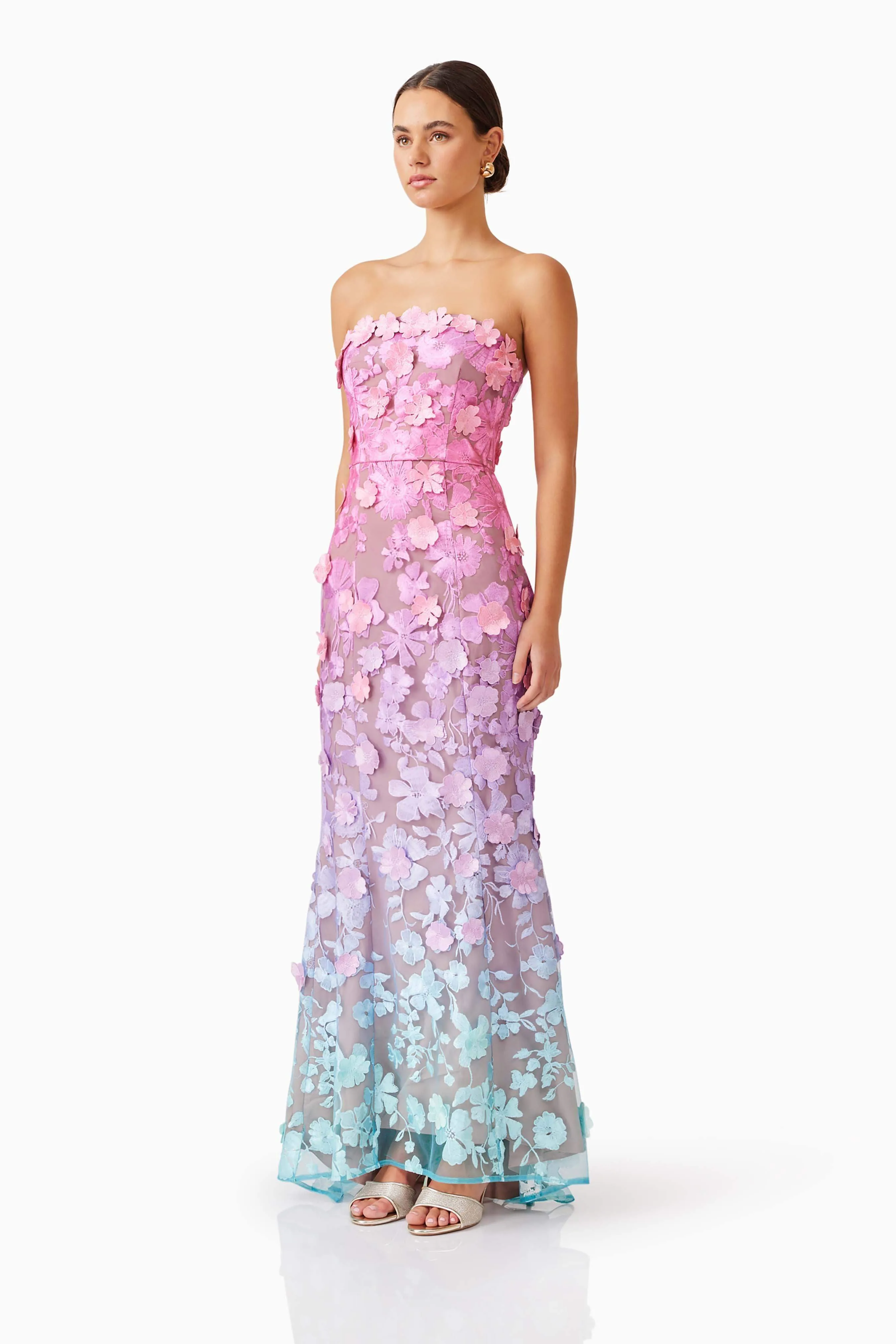 Elle Gown in Pink & Blue Ombre