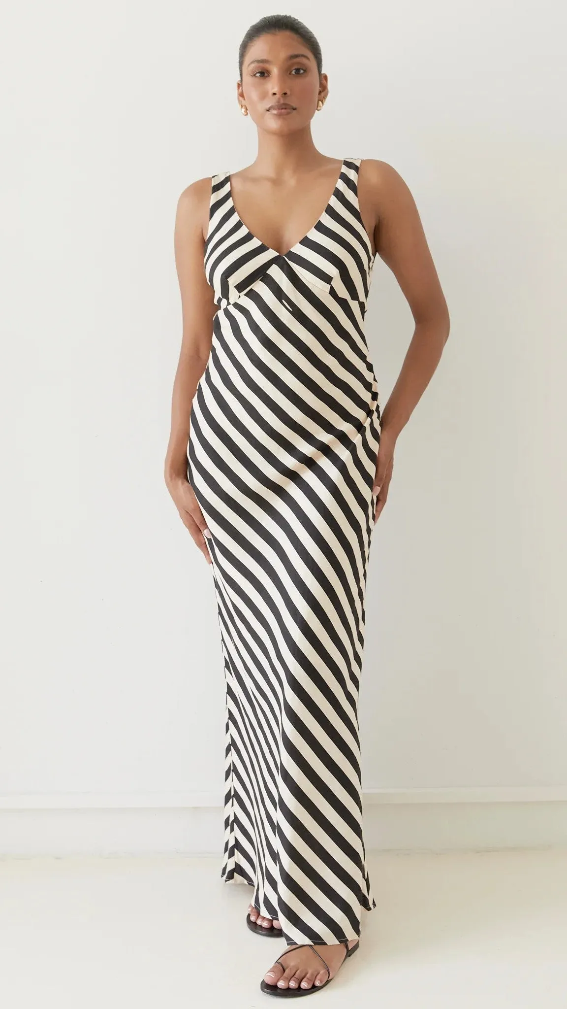 Ellery Maxi Dress - Black/Beige Stripe