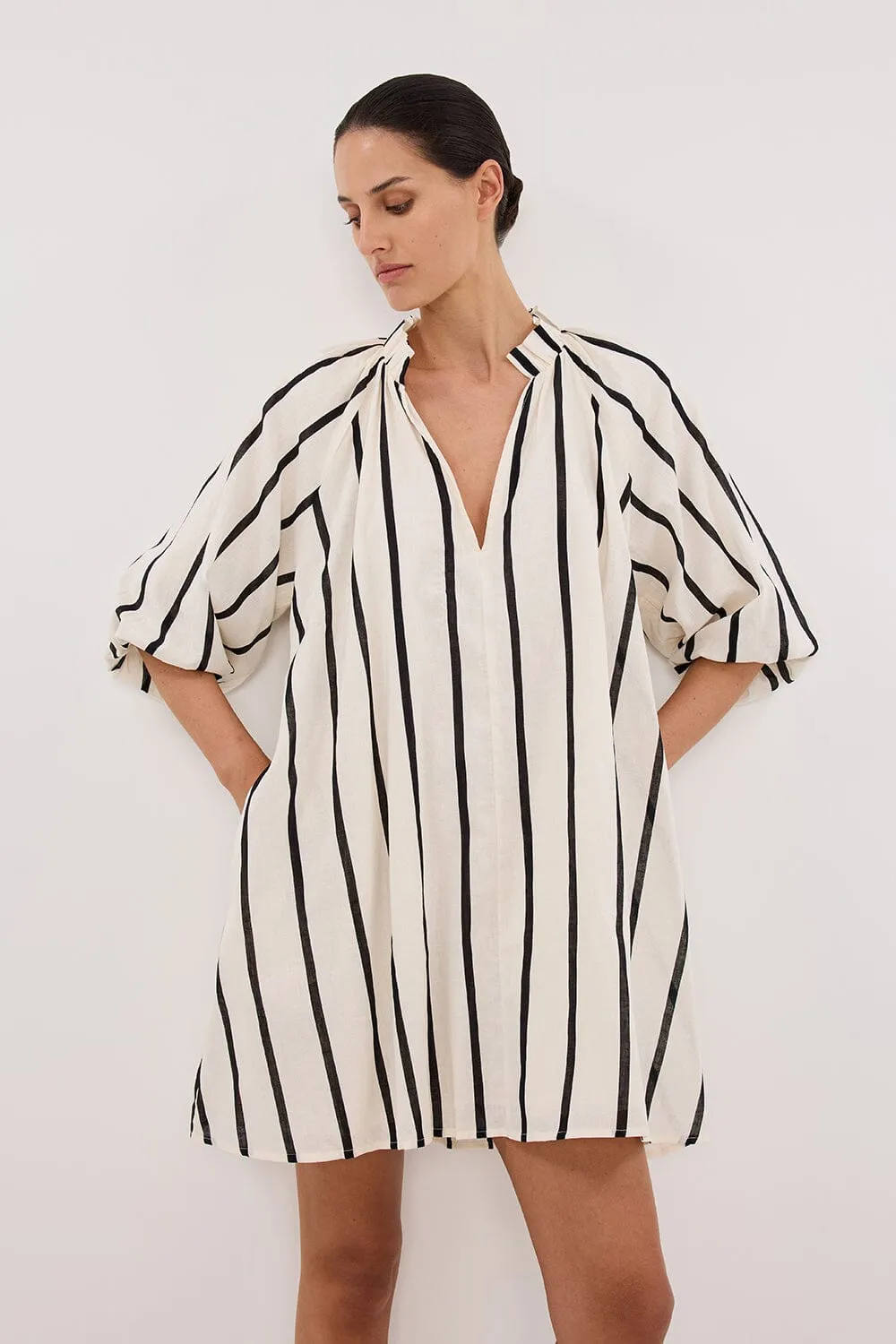 ELLIOT CREAM STRIPE SMOCK DRESS