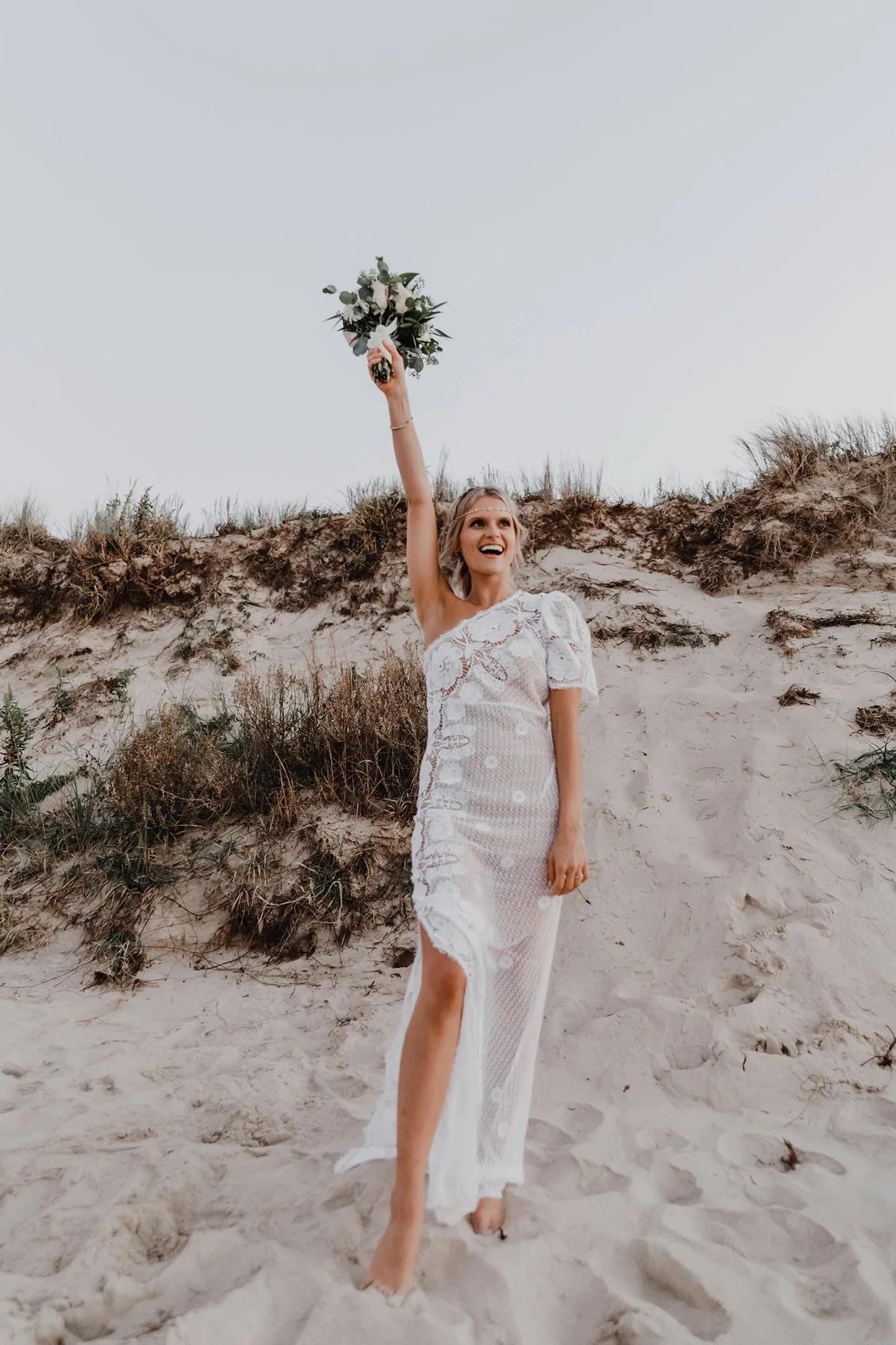 Elora Hibiscus Lace One-Shoulder Dress