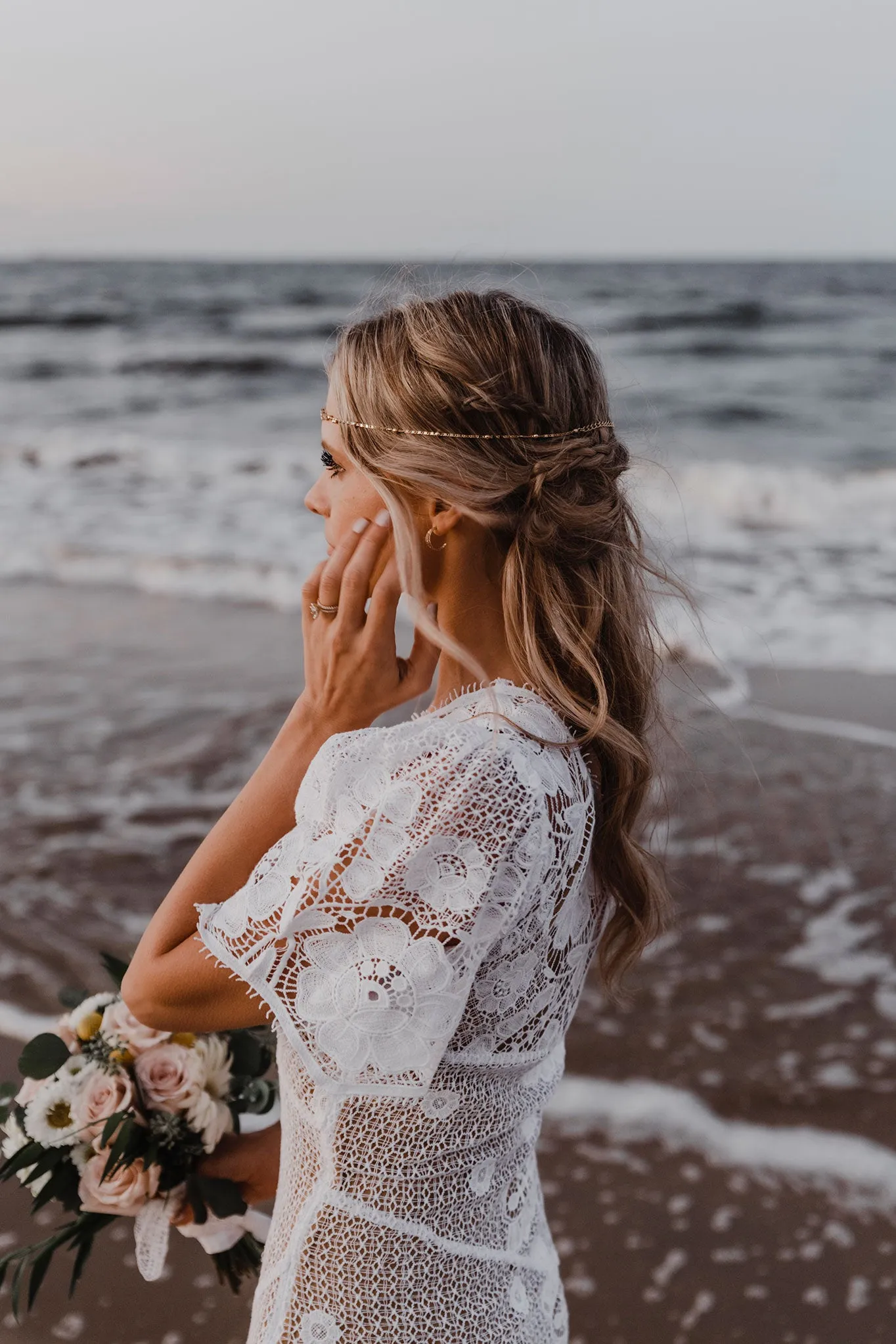 Elora Hibiscus Lace One-Shoulder Dress