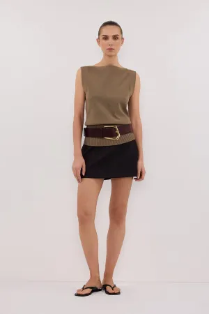 ELSA OLIVE SLEEVELESS KNIT TOP