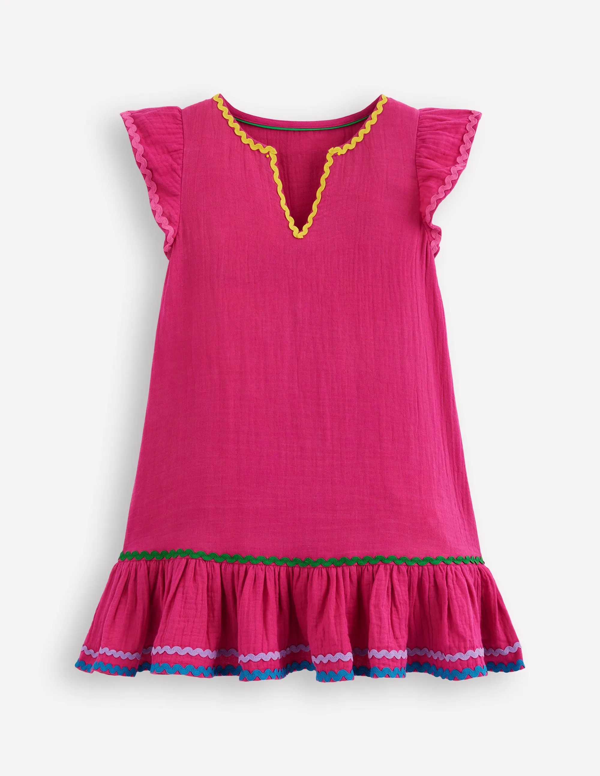 Emmy Woven Beach Dress-Raspberry Pink