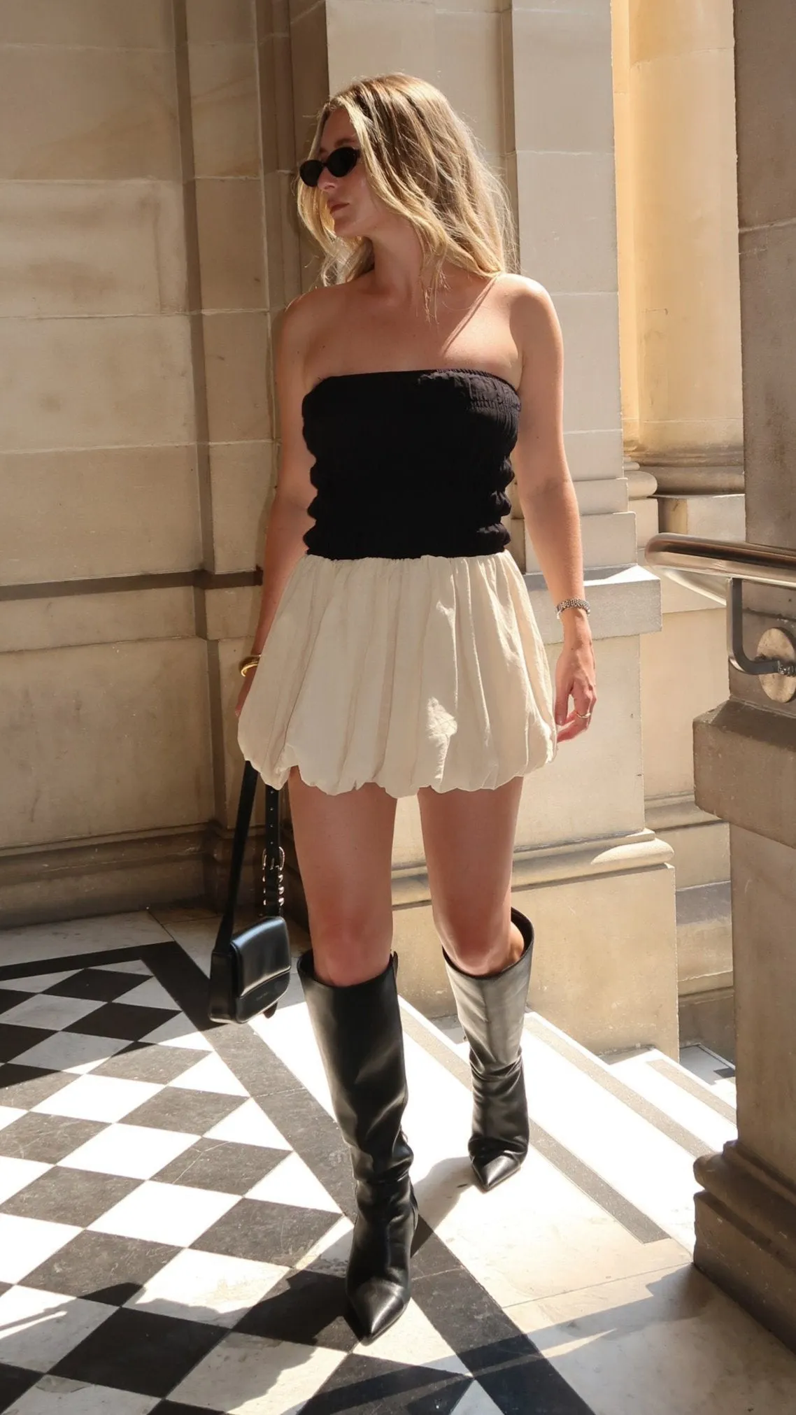 Emori Mini Dress - Black/Beige