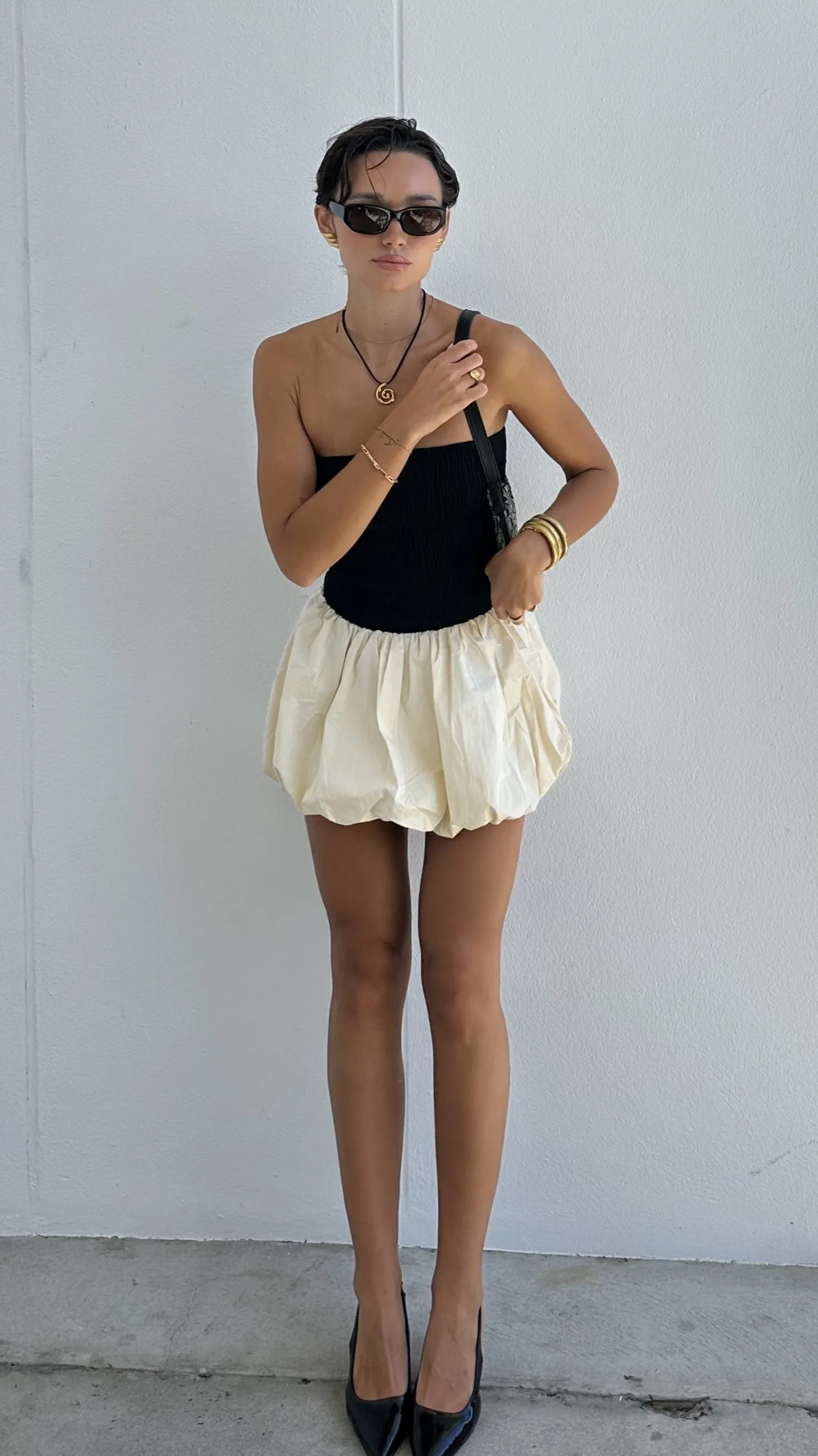 Emori Mini Dress - Black/Beige
