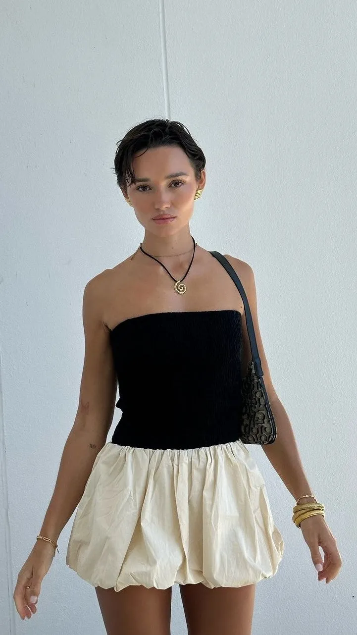 Emori Mini Dress - Black/Beige