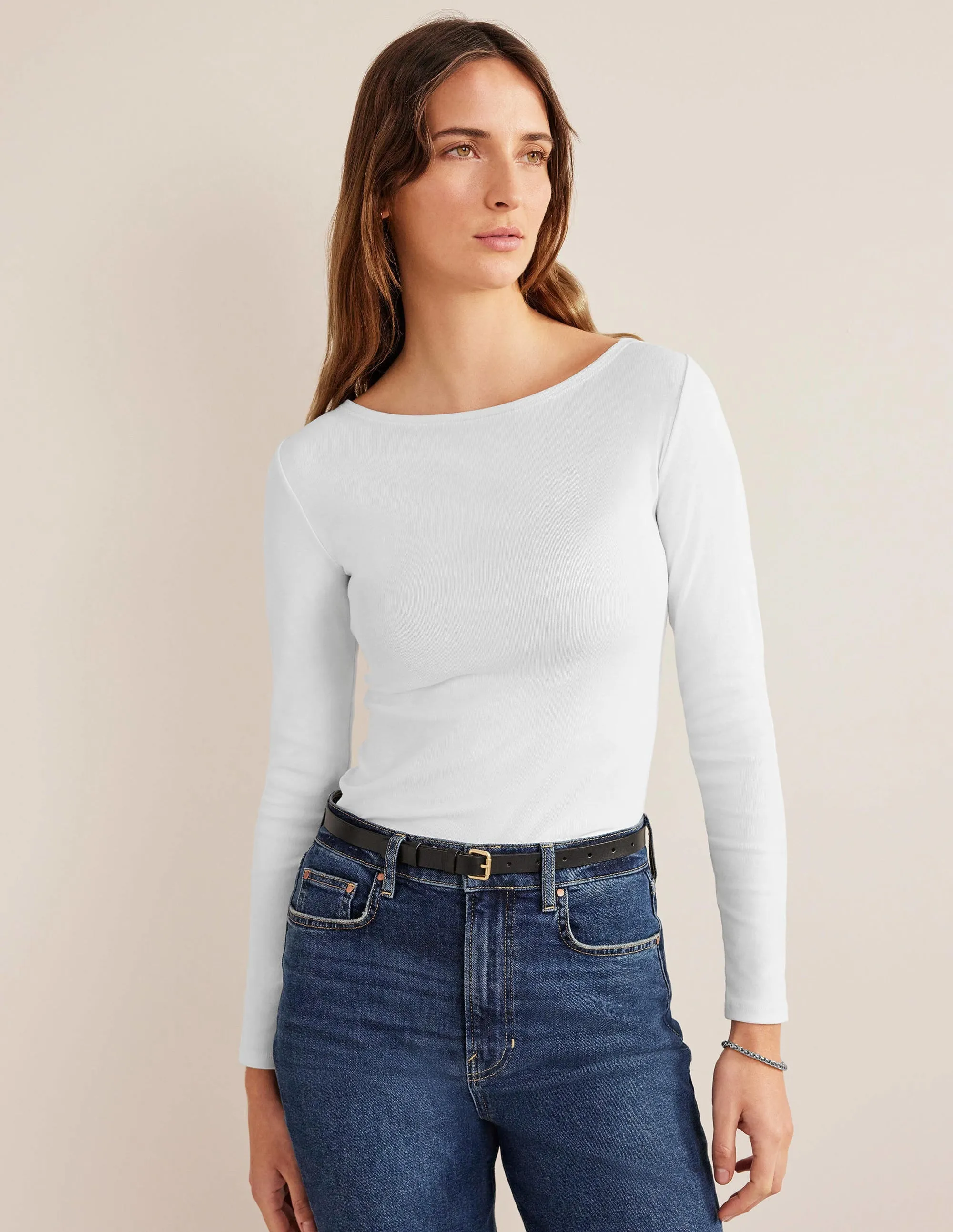 Essential Boatneck Top-White