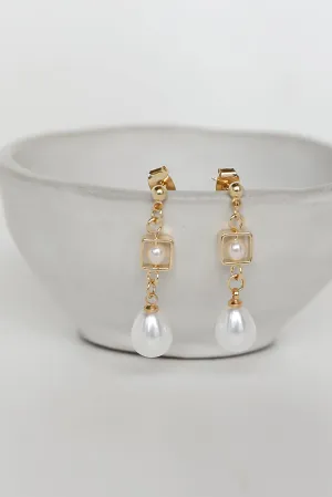 FINAL SALE - Catherine Gold Pearl Drop Earrings