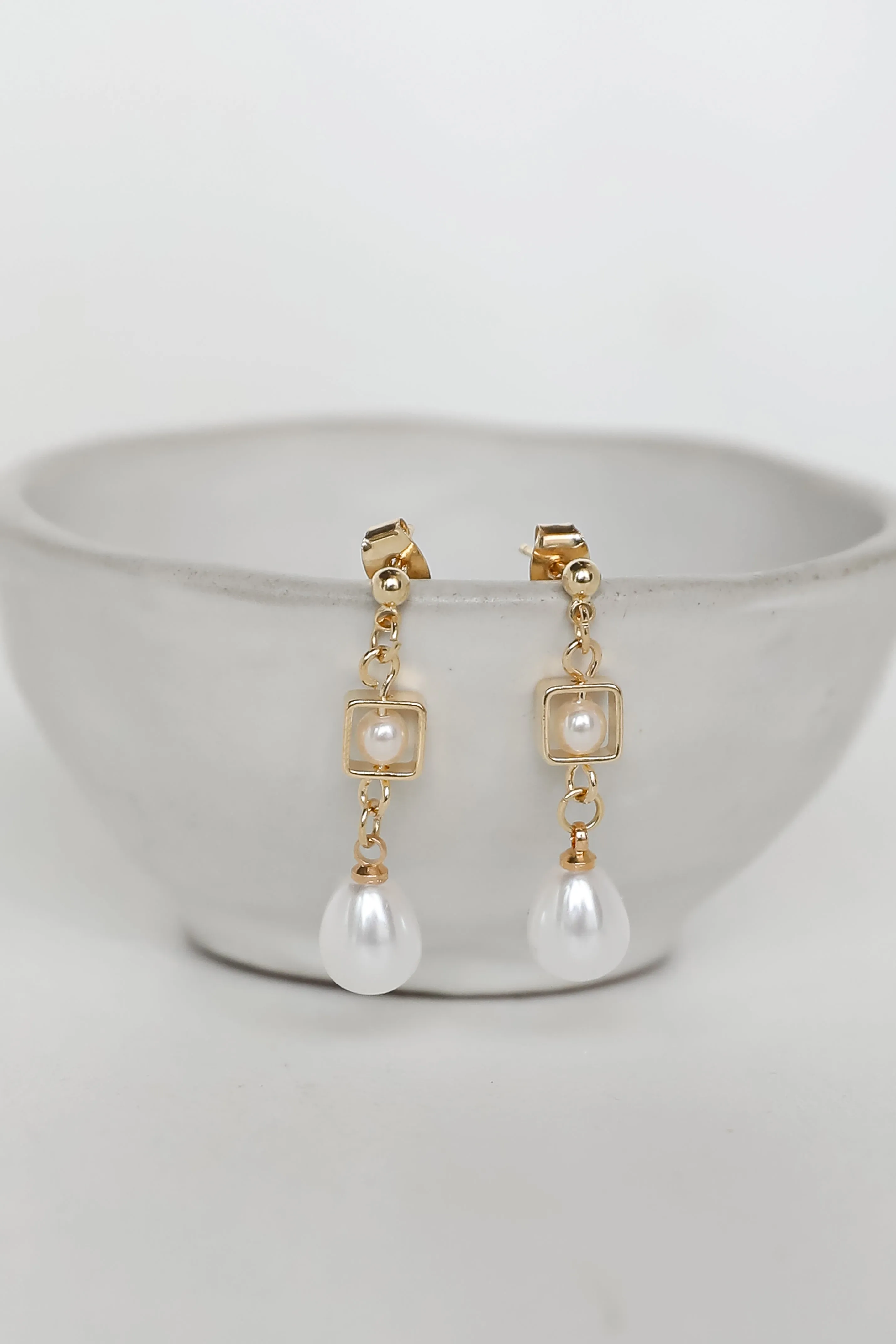 FINAL SALE - Catherine Gold Pearl Drop Earrings