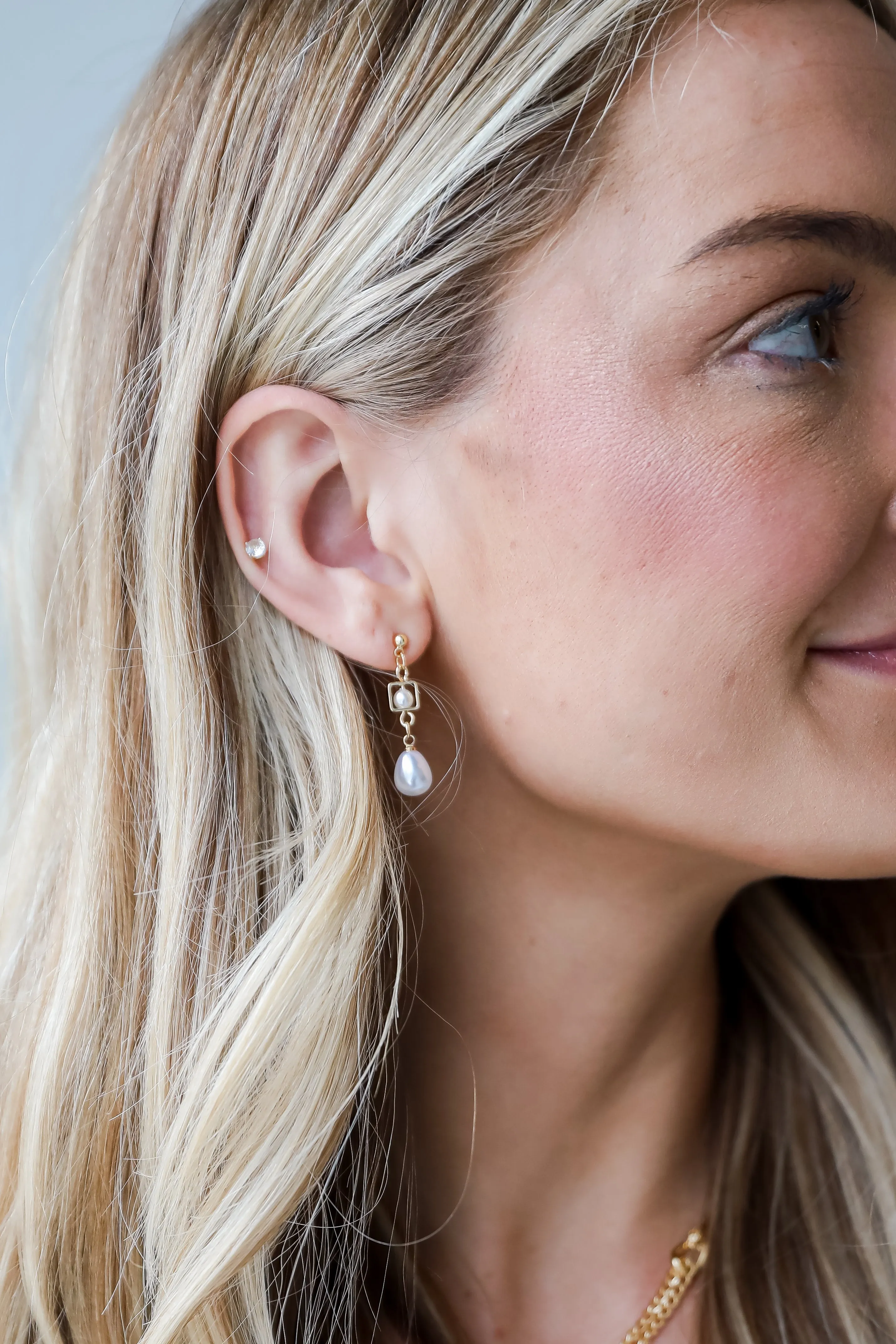 FINAL SALE - Catherine Gold Pearl Drop Earrings