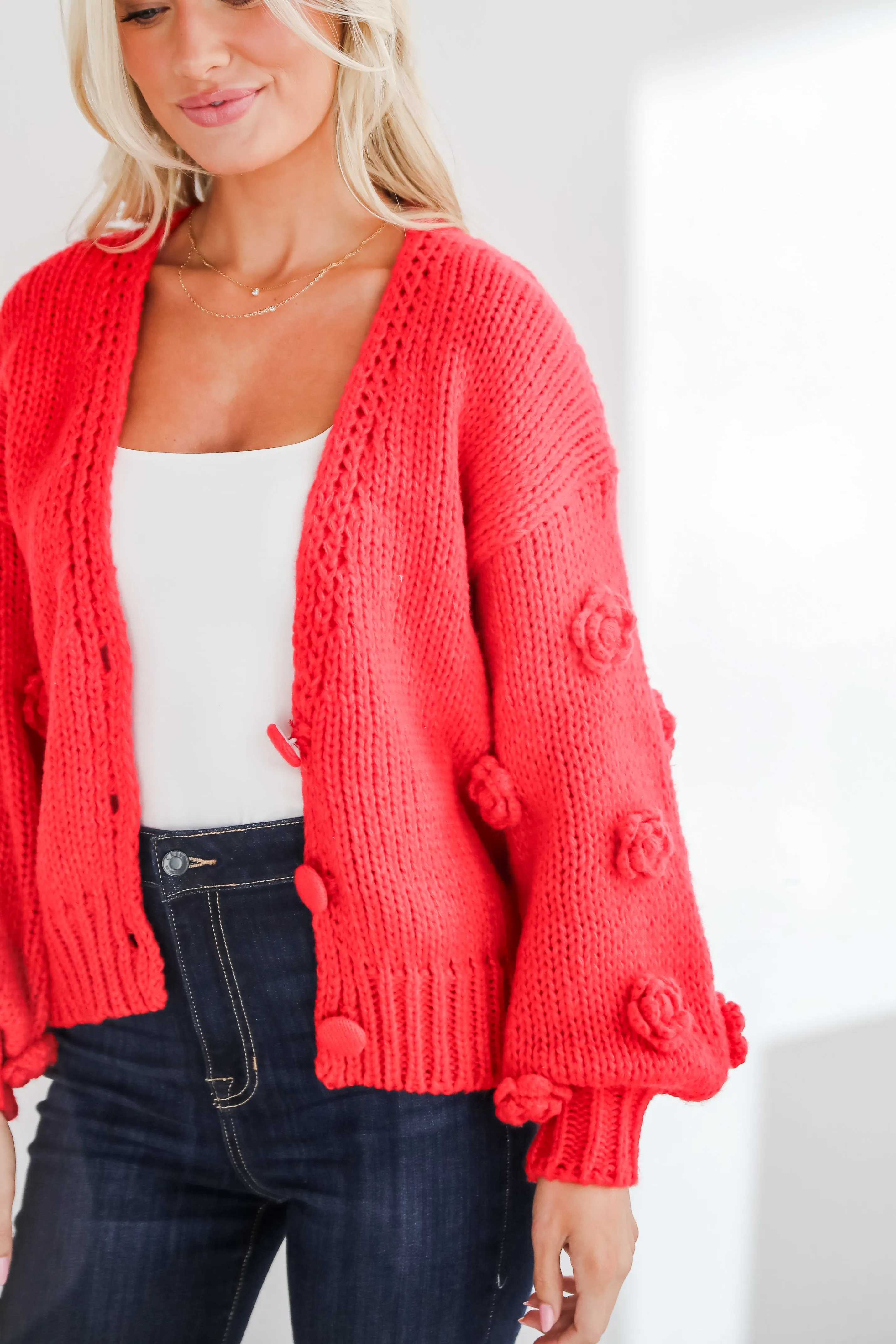 FINAL SALE - Most Adorable Vibes Red Sweater Cardigan