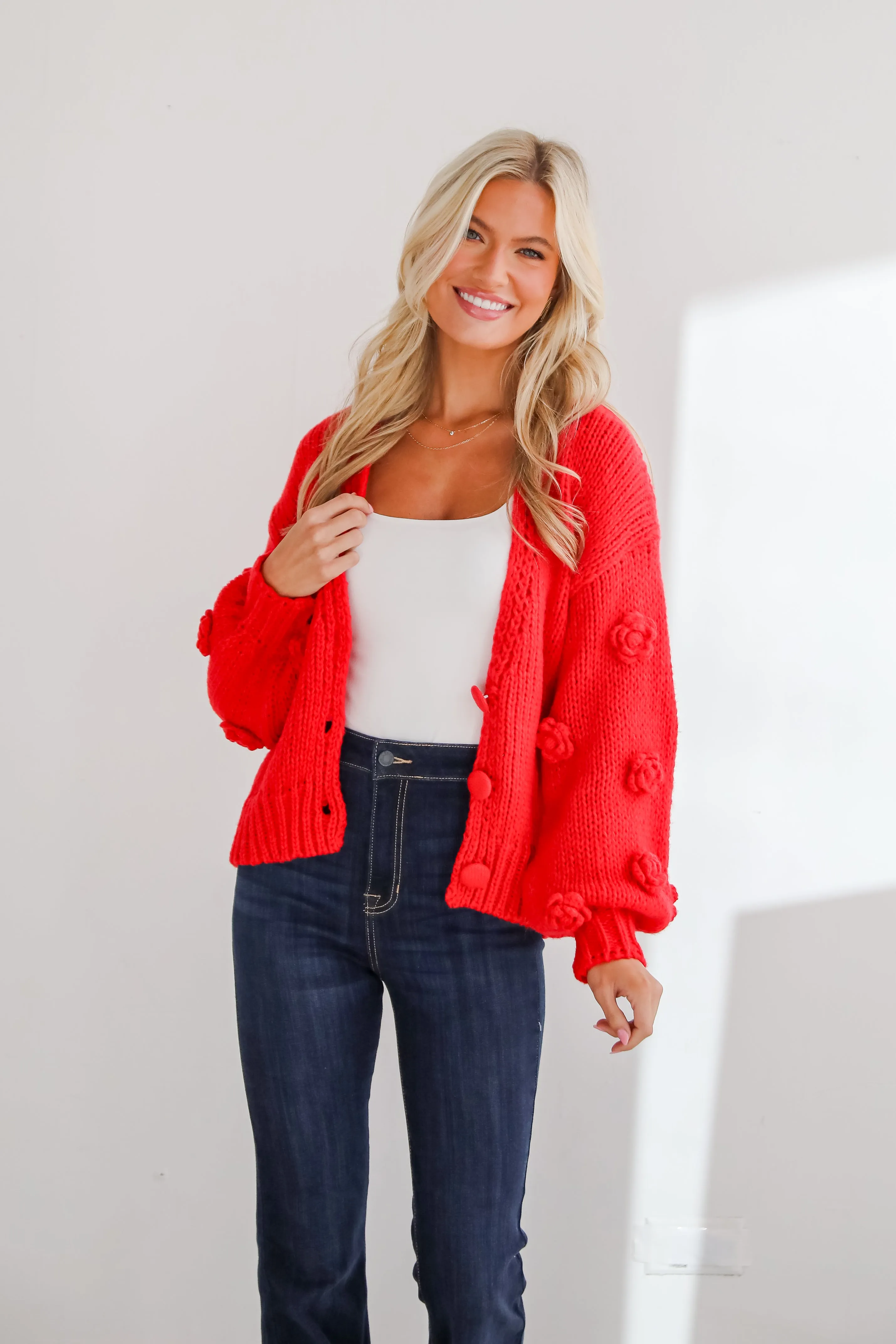FINAL SALE - Most Adorable Vibes Red Sweater Cardigan
