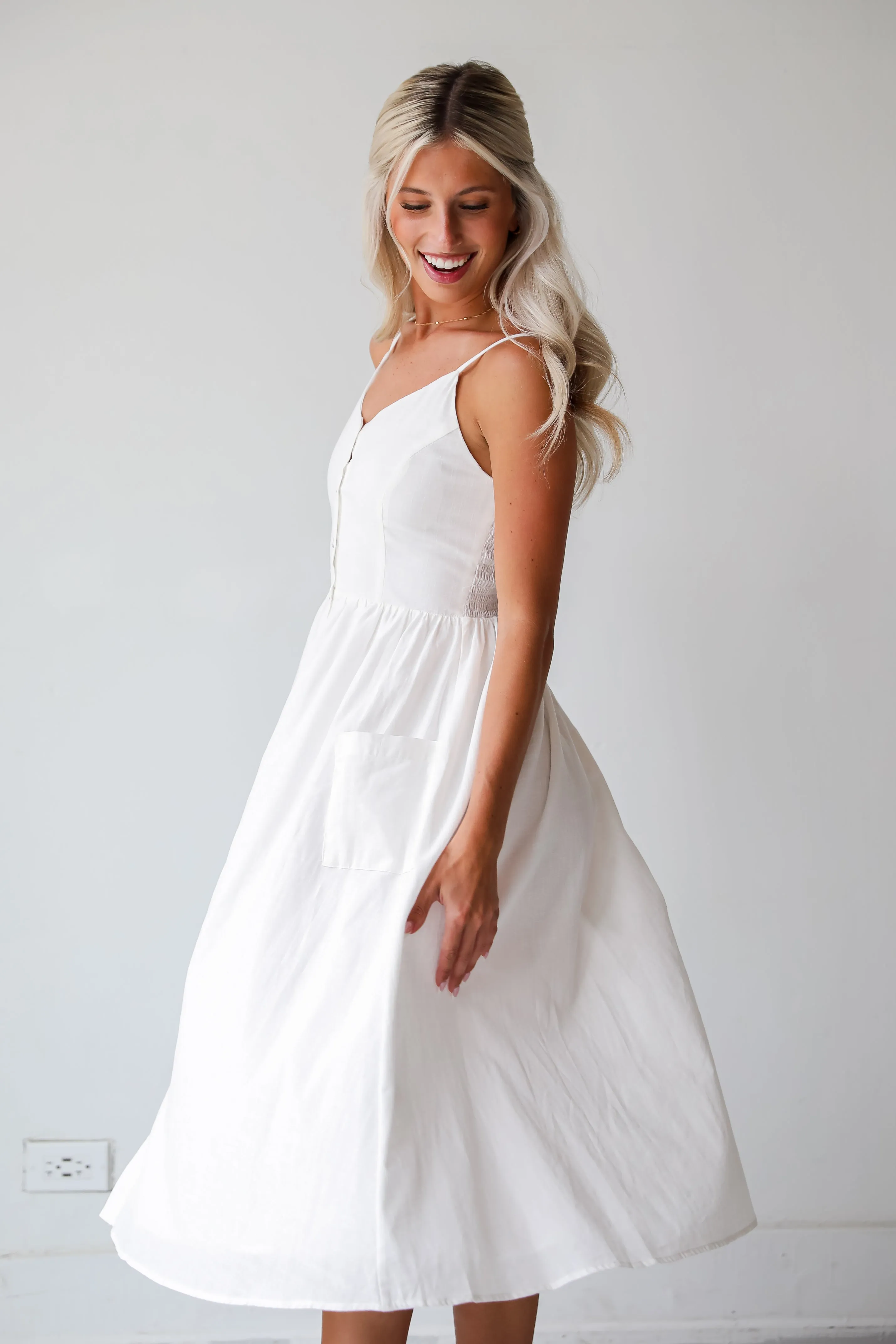 FINAL SALE - Remarkably Perfect White Midi Dress