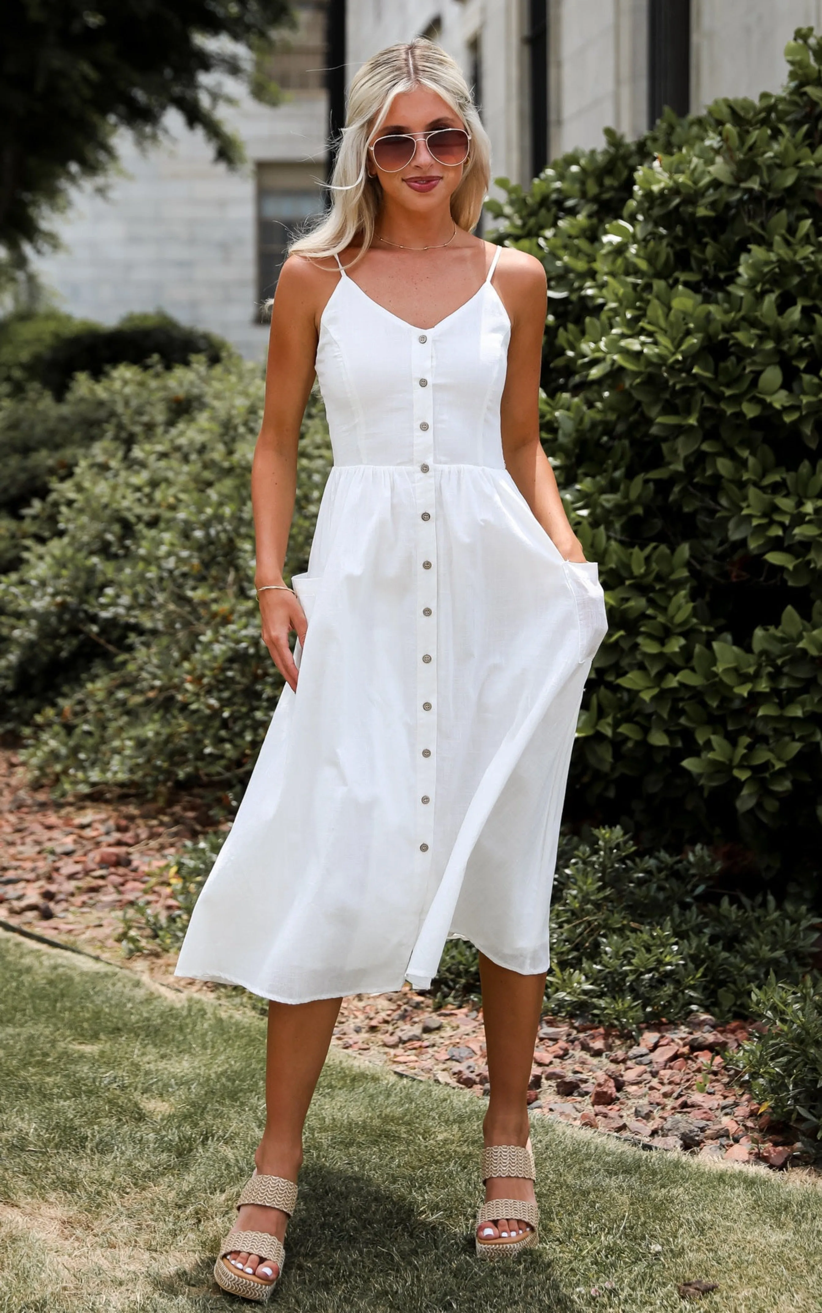 FINAL SALE - Remarkably Perfect White Midi Dress