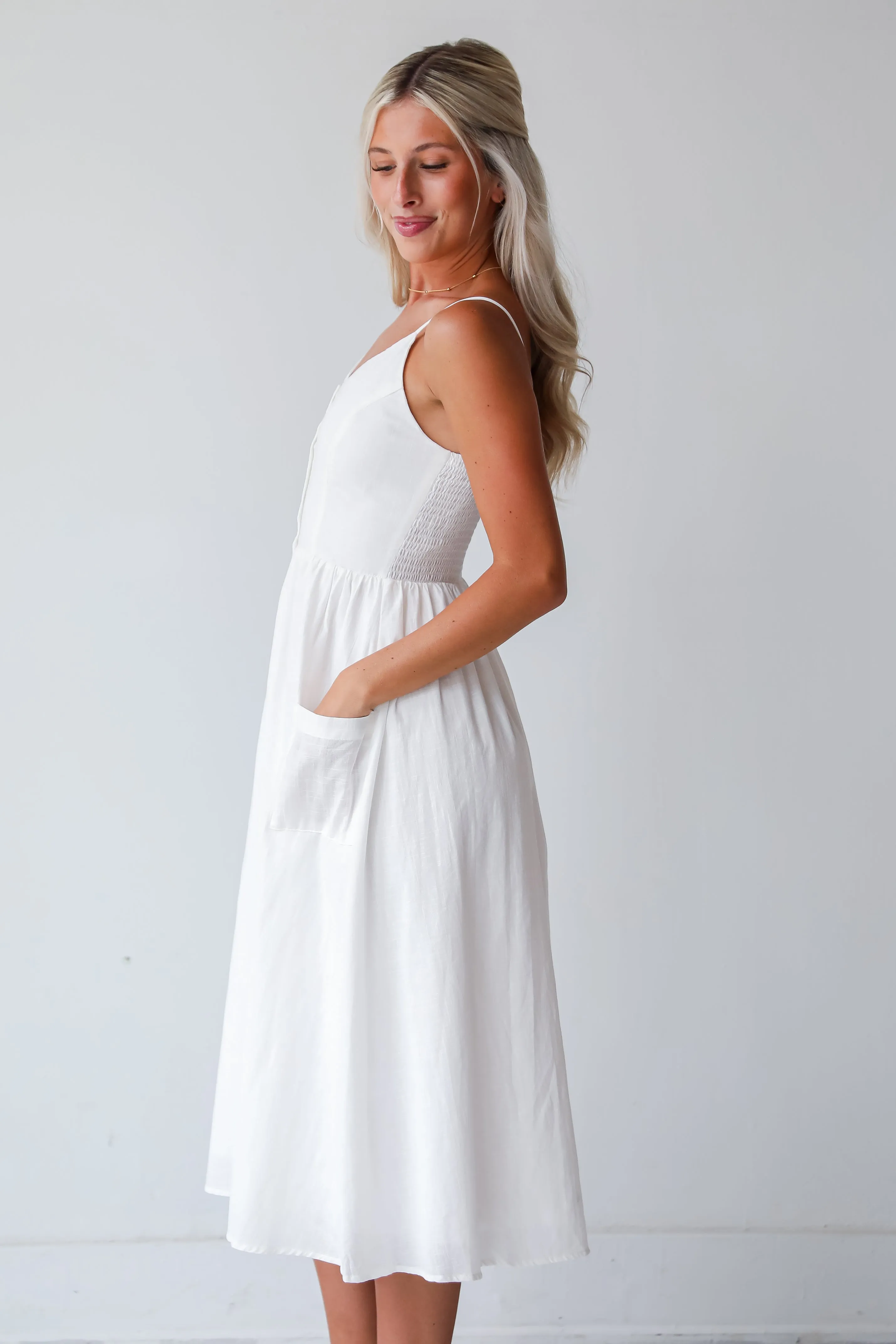FINAL SALE - Remarkably Perfect White Midi Dress