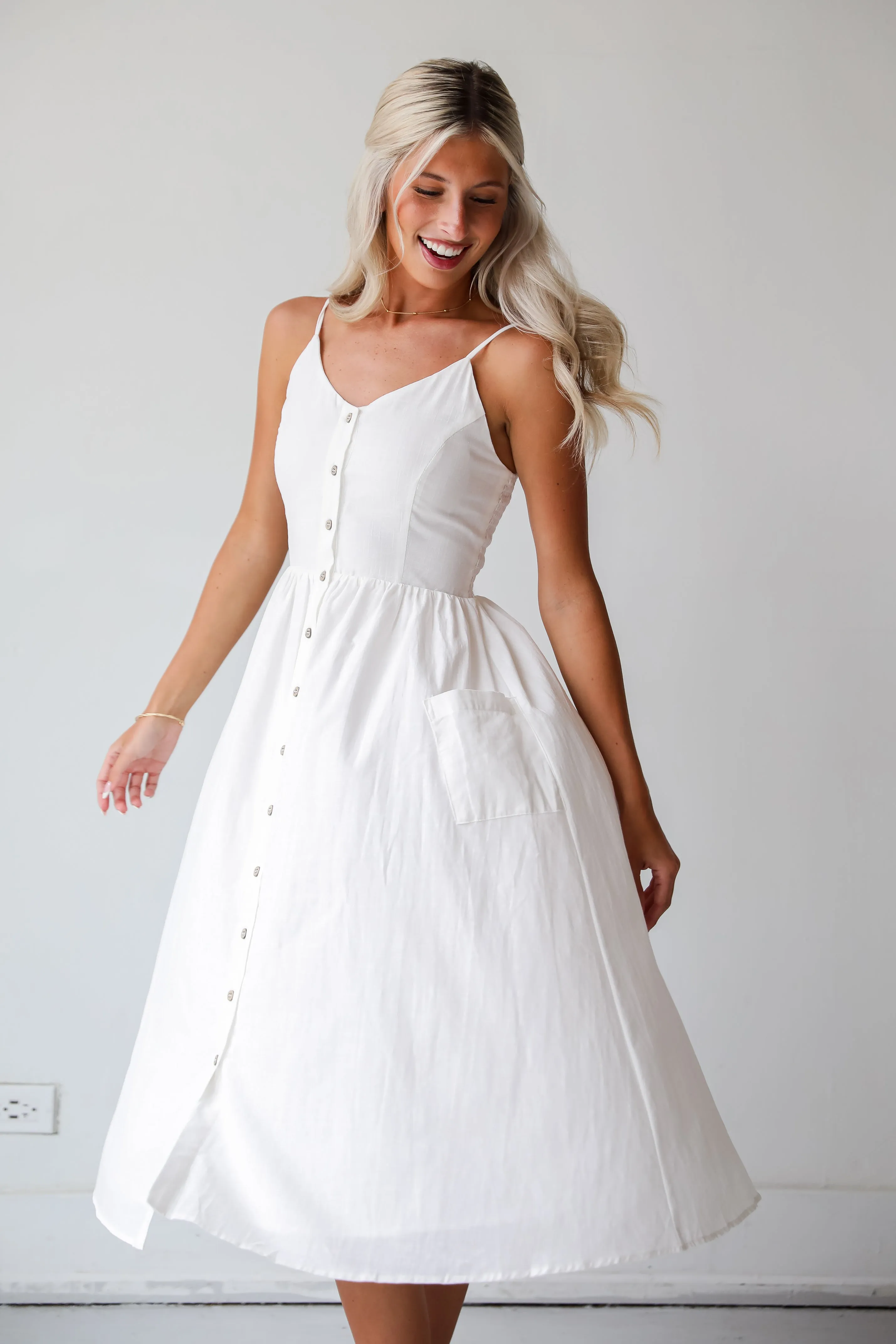 FINAL SALE - Remarkably Perfect White Midi Dress